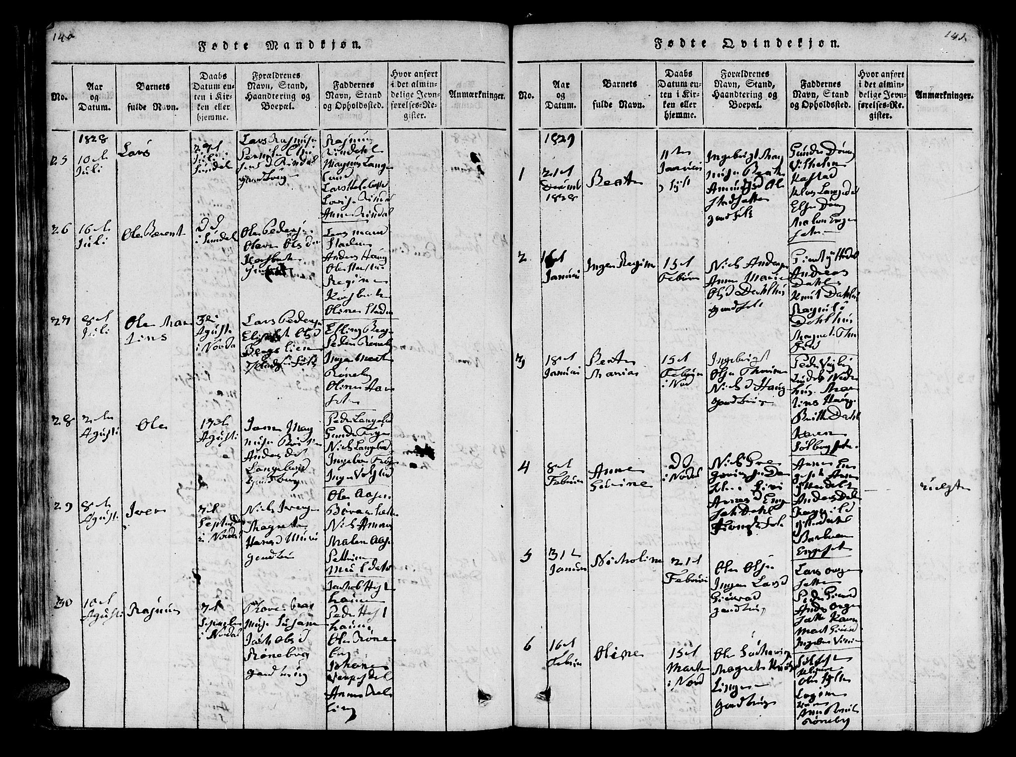 Ministerialprotokoller, klokkerbøker og fødselsregistre - Møre og Romsdal, SAT/A-1454/519/L0246: Parish register (official) no. 519A05, 1817-1834, p. 140-141