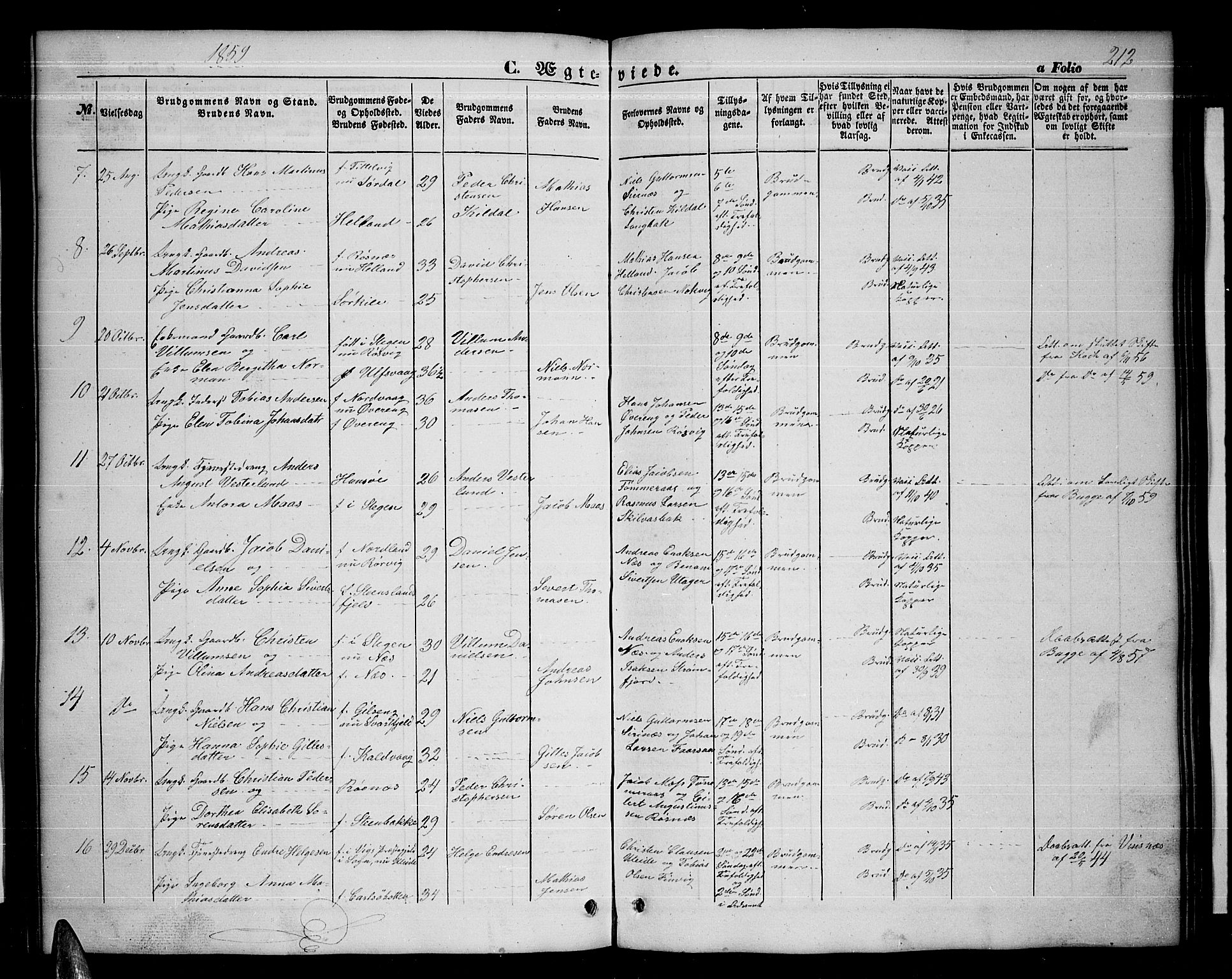 Ministerialprotokoller, klokkerbøker og fødselsregistre - Nordland, AV/SAT-A-1459/859/L0857: Parish register (copy) no. 859C03, 1854-1873, p. 212