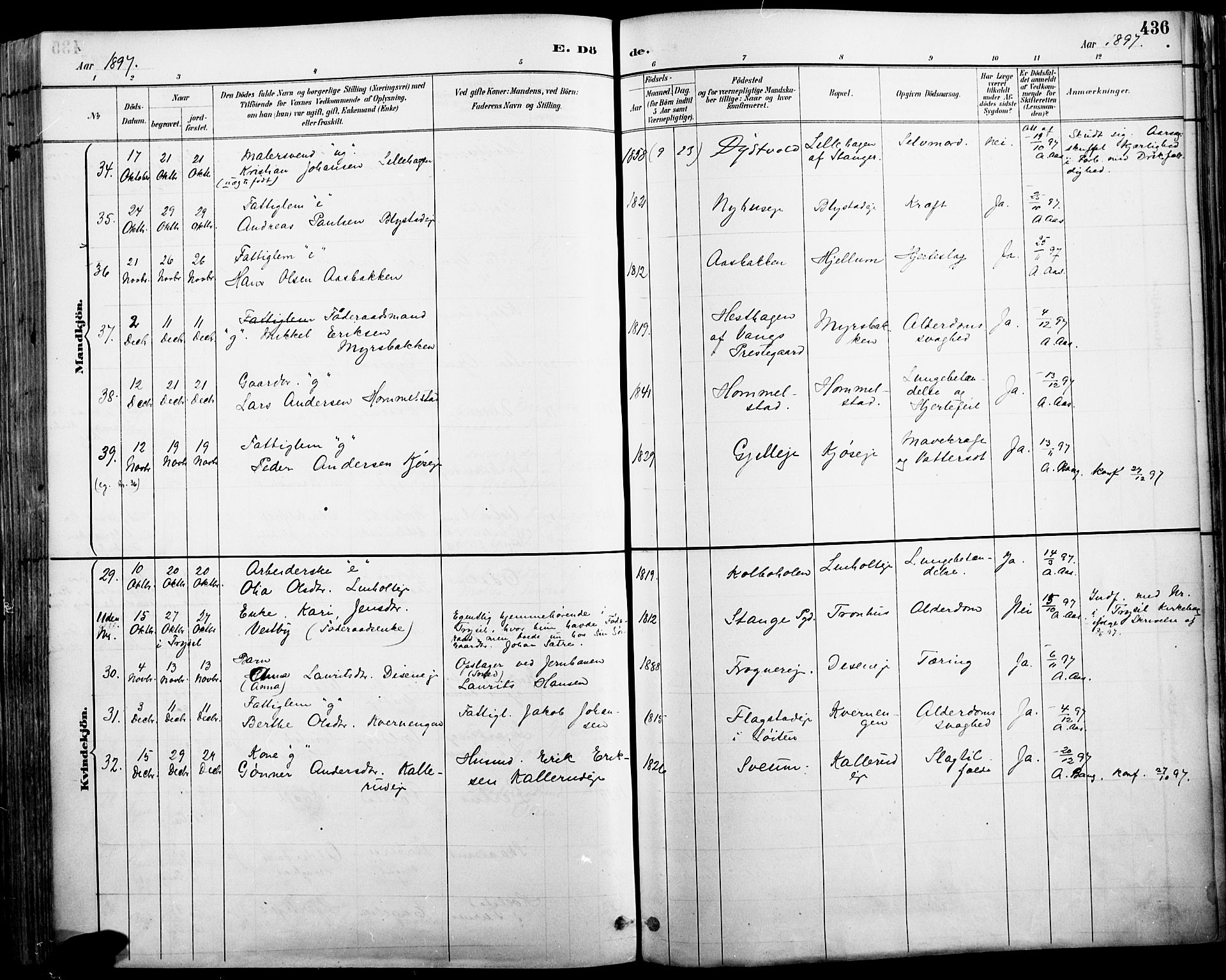 Vang prestekontor, Hedmark, SAH/PREST-008/H/Ha/Haa/L0019A: Parish register (official) no. 19, 1886-1900, p. 436