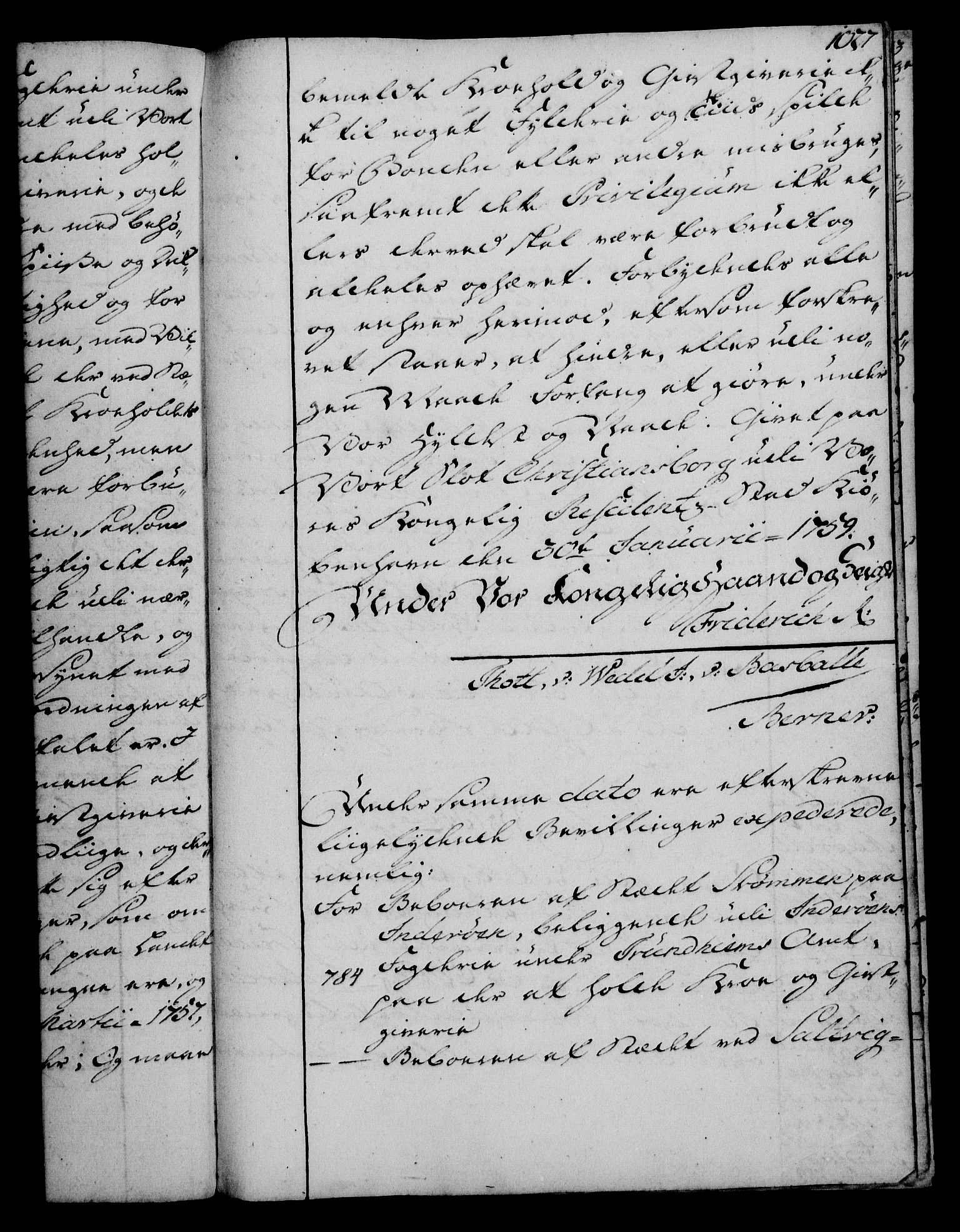 Rentekammeret, Kammerkanselliet, AV/RA-EA-3111/G/Gg/Gga/L0006: Norsk ekspedisjonsprotokoll med register (merket RK 53.6), 1749-1759, p. 1027