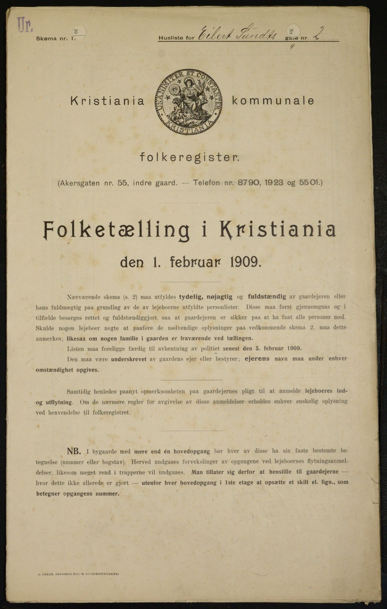 OBA, Municipal Census 1909 for Kristiania, 1909, p. 17107