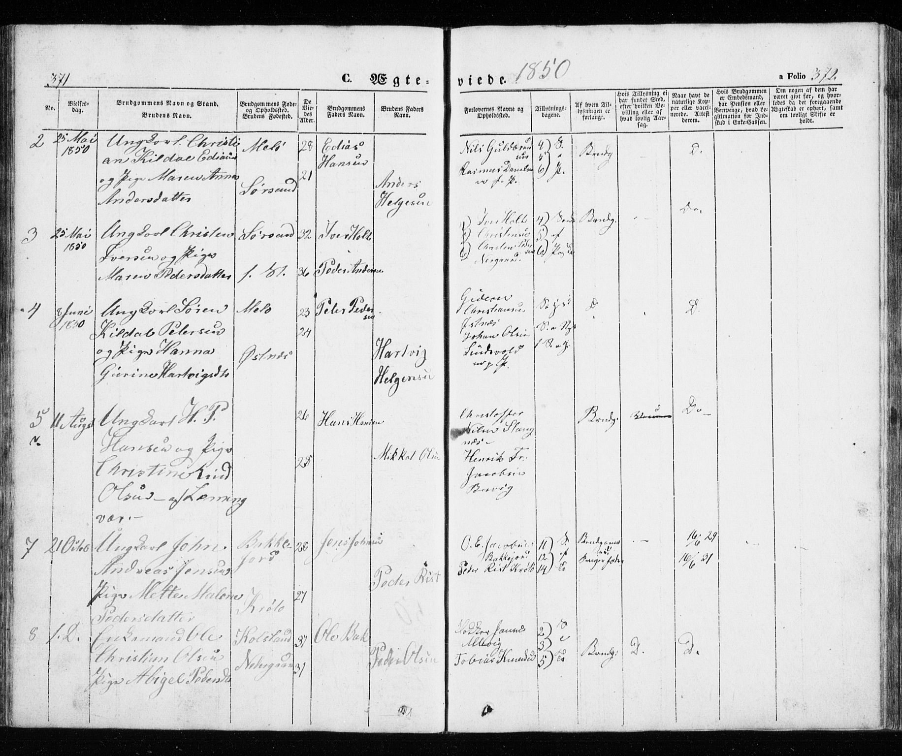 Trondenes sokneprestkontor, AV/SATØ-S-1319/H/Ha/L0010kirke: Parish register (official) no. 10, 1840-1865, p. 371-372