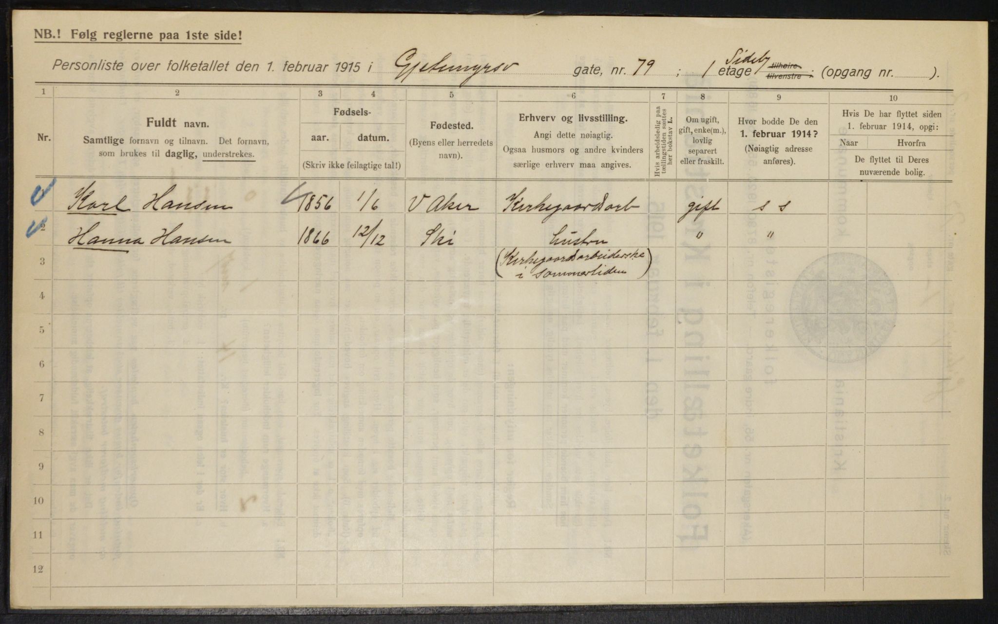 OBA, Municipal Census 1915 for Kristiania, 1915, p. 28717