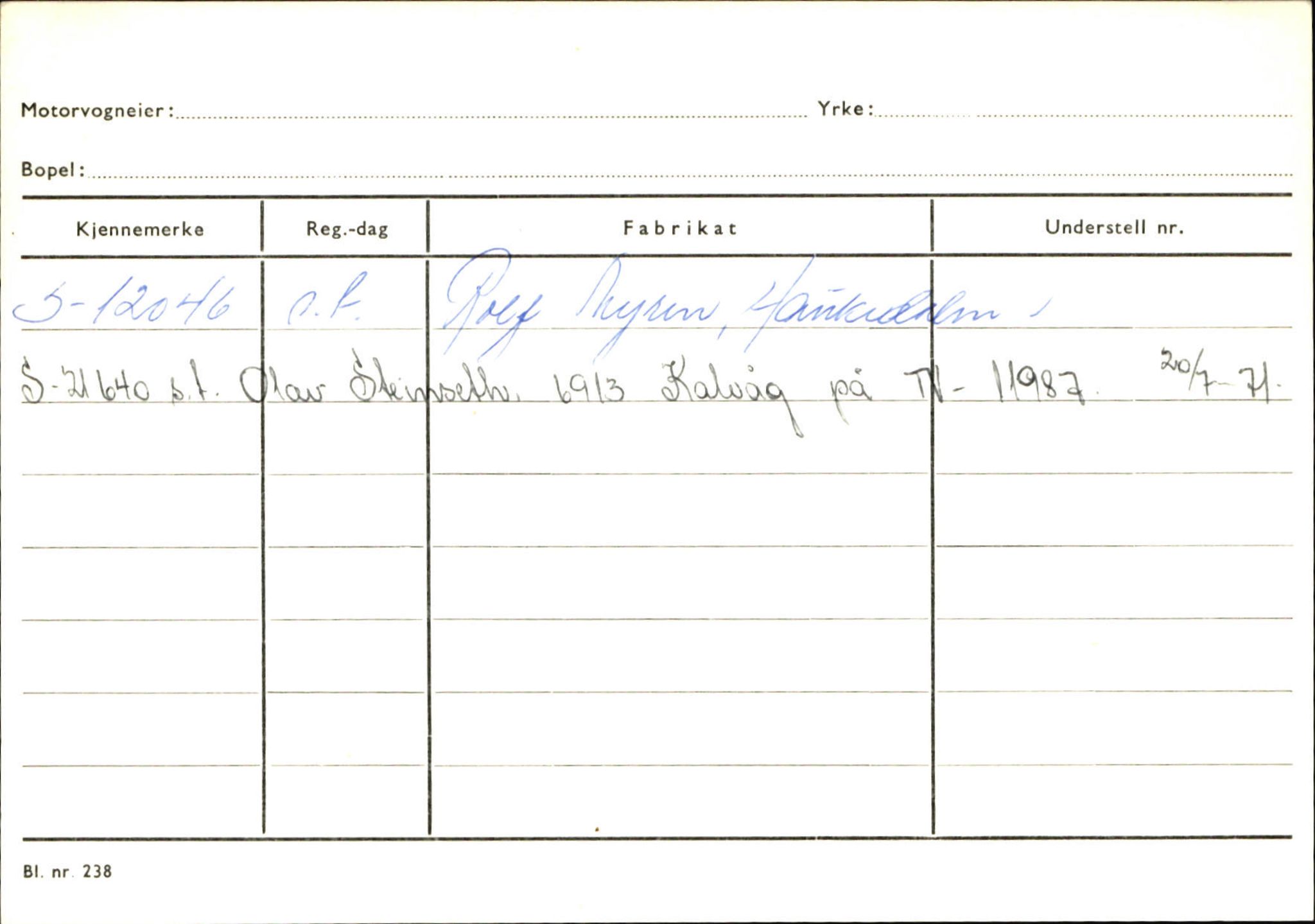 Statens vegvesen, Sogn og Fjordane vegkontor, AV/SAB-A-5301/4/F/L0132: Eigarregister Askvoll A-Å. Balestrand A-Å, 1945-1975, p. 168