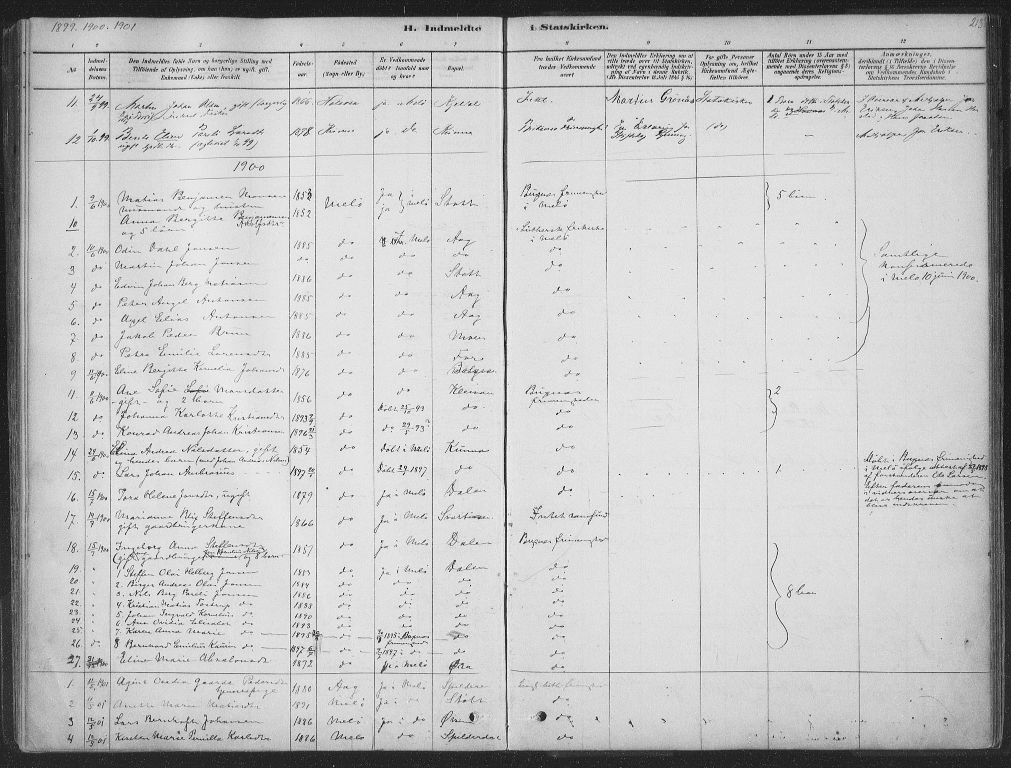 Ministerialprotokoller, klokkerbøker og fødselsregistre - Nordland, SAT/A-1459/843/L0627: Parish register (official) no. 843A02, 1878-1908, p. 213