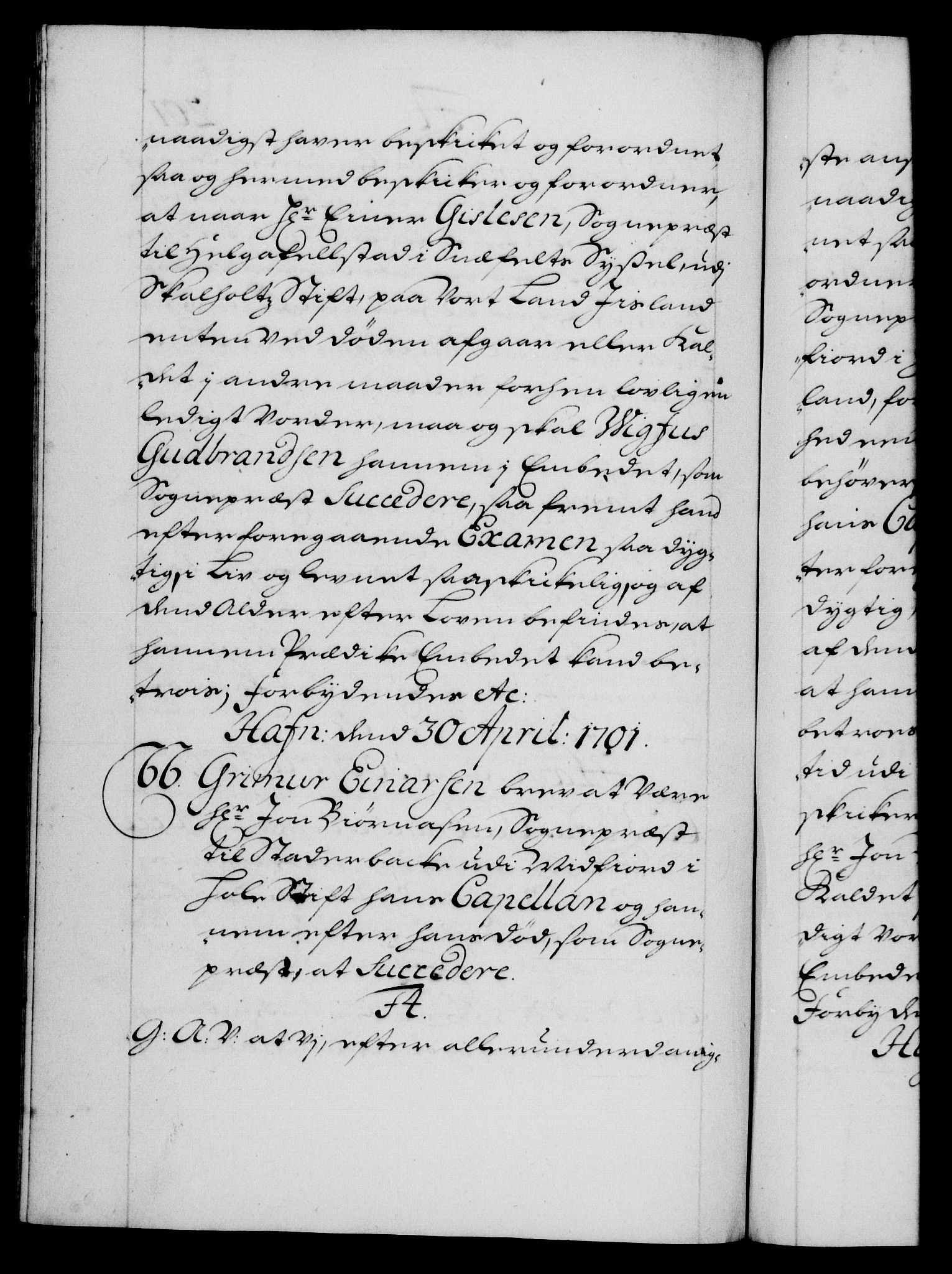 Danske Kanselli 1572-1799, AV/RA-EA-3023/F/Fc/Fca/Fcaa/L0018: Norske registre, 1699-1703, p. 201b