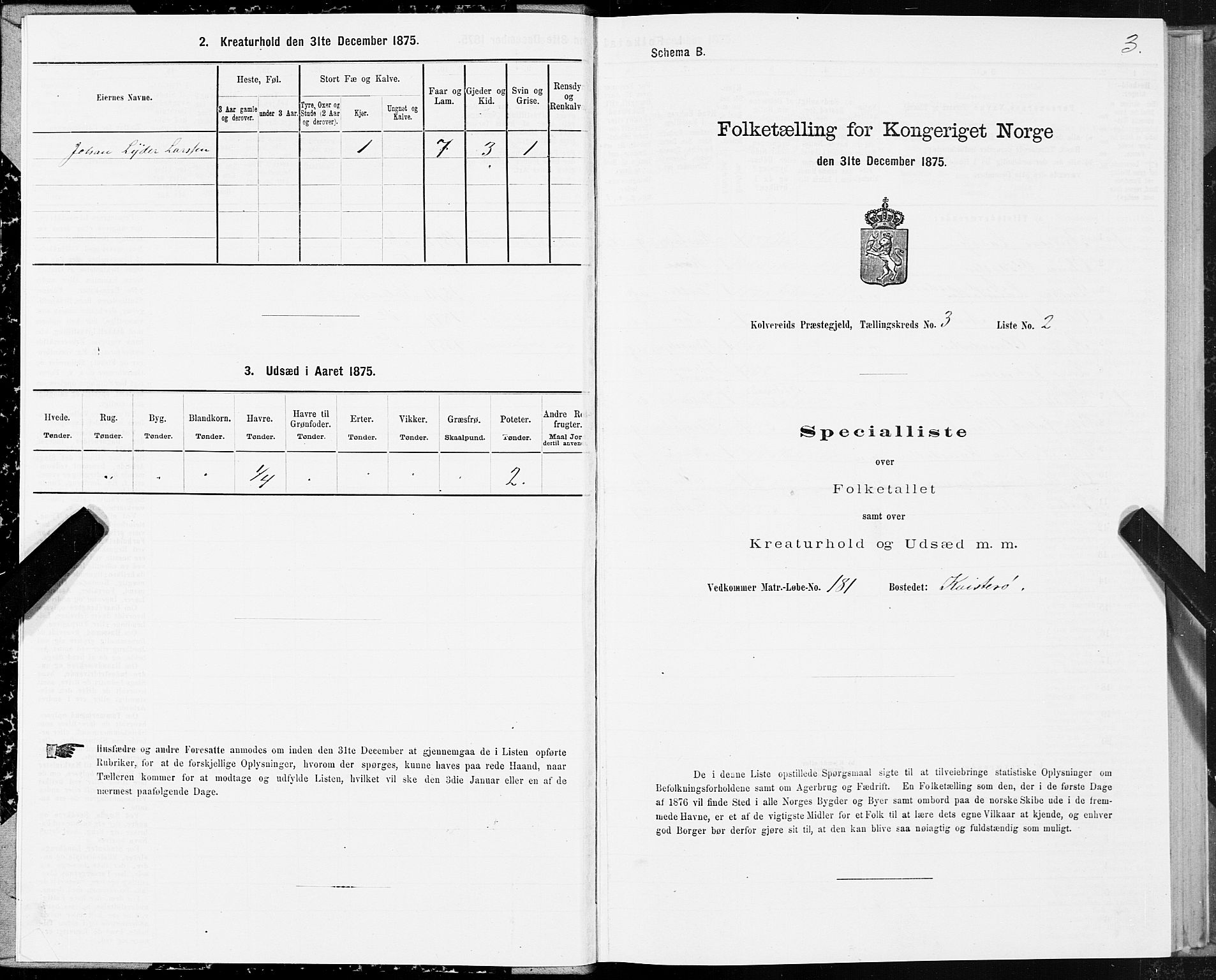 SAT, 1875 census for 1752P Kolvereid, 1875, p. 2003