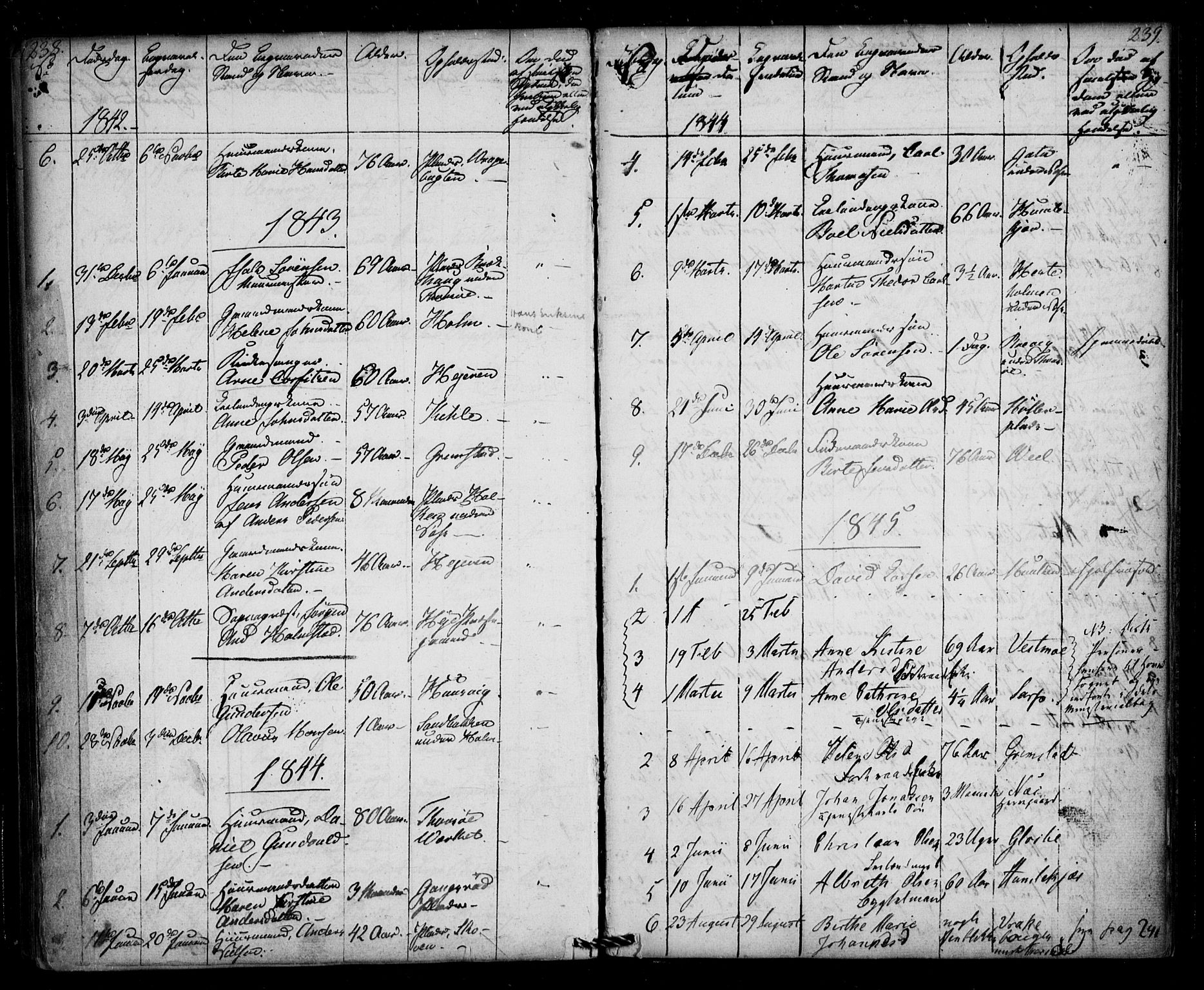 Borge prestekontor Kirkebøker, AV/SAO-A-10903/F/Fb/L0001: Parish register (official) no. II 1, 1836-1852, p. 238-239