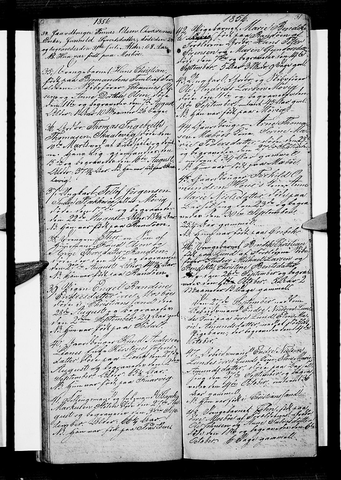 Oddernes sokneprestkontor, AV/SAK-1111-0033/F/Fb/Fba/L0005: Parish register (copy) no. B 5, 1846-1859, p. 31