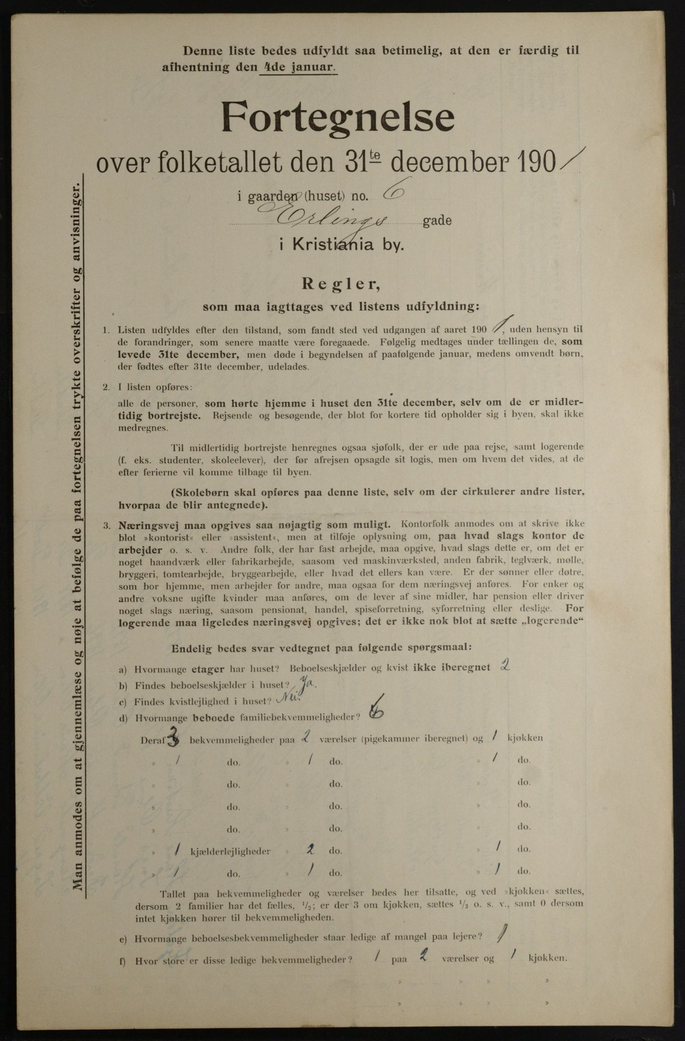 OBA, Municipal Census 1901 for Kristiania, 1901, p. 3556