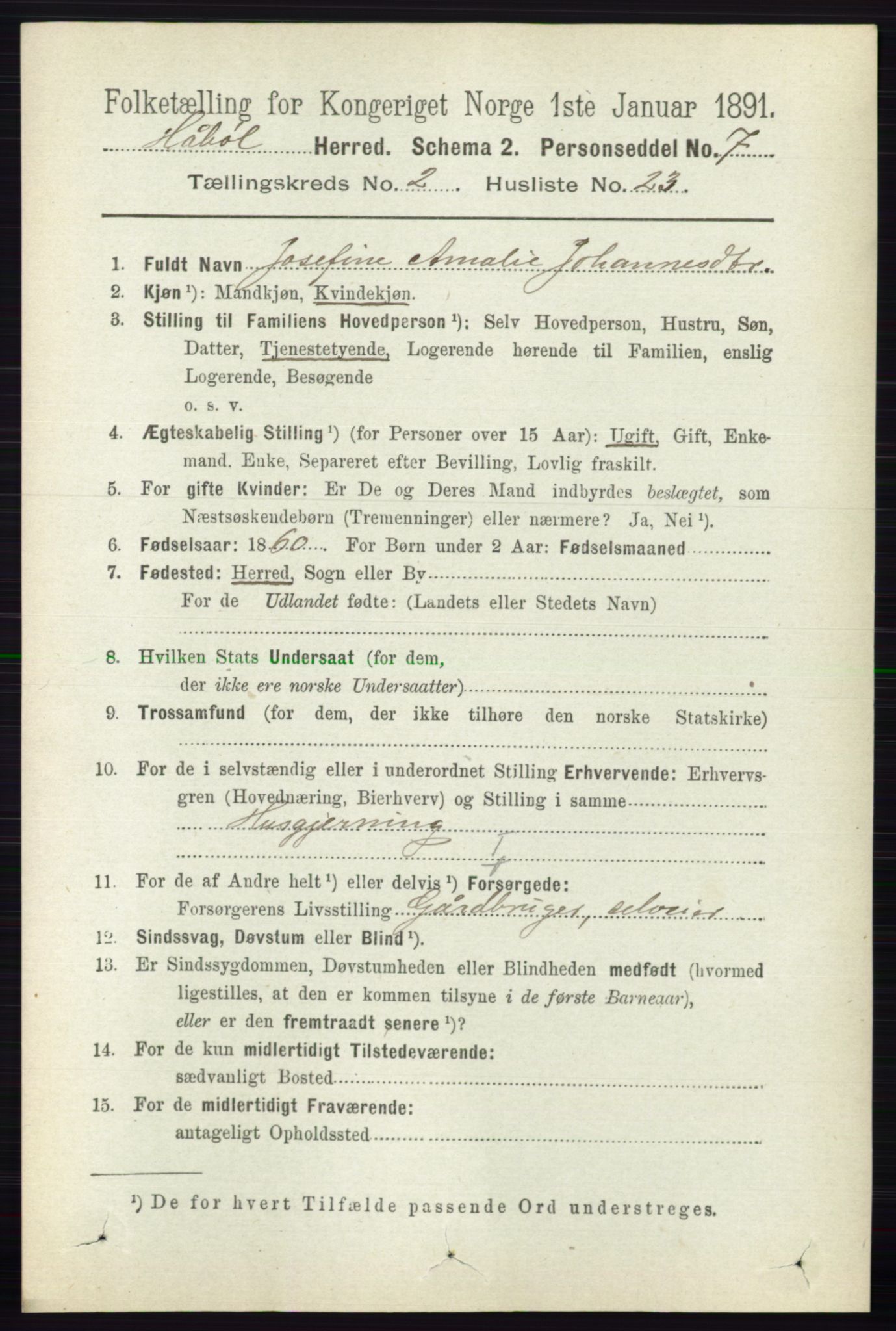 RA, 1891 census for 0138 Hobøl, 1891, p. 1172