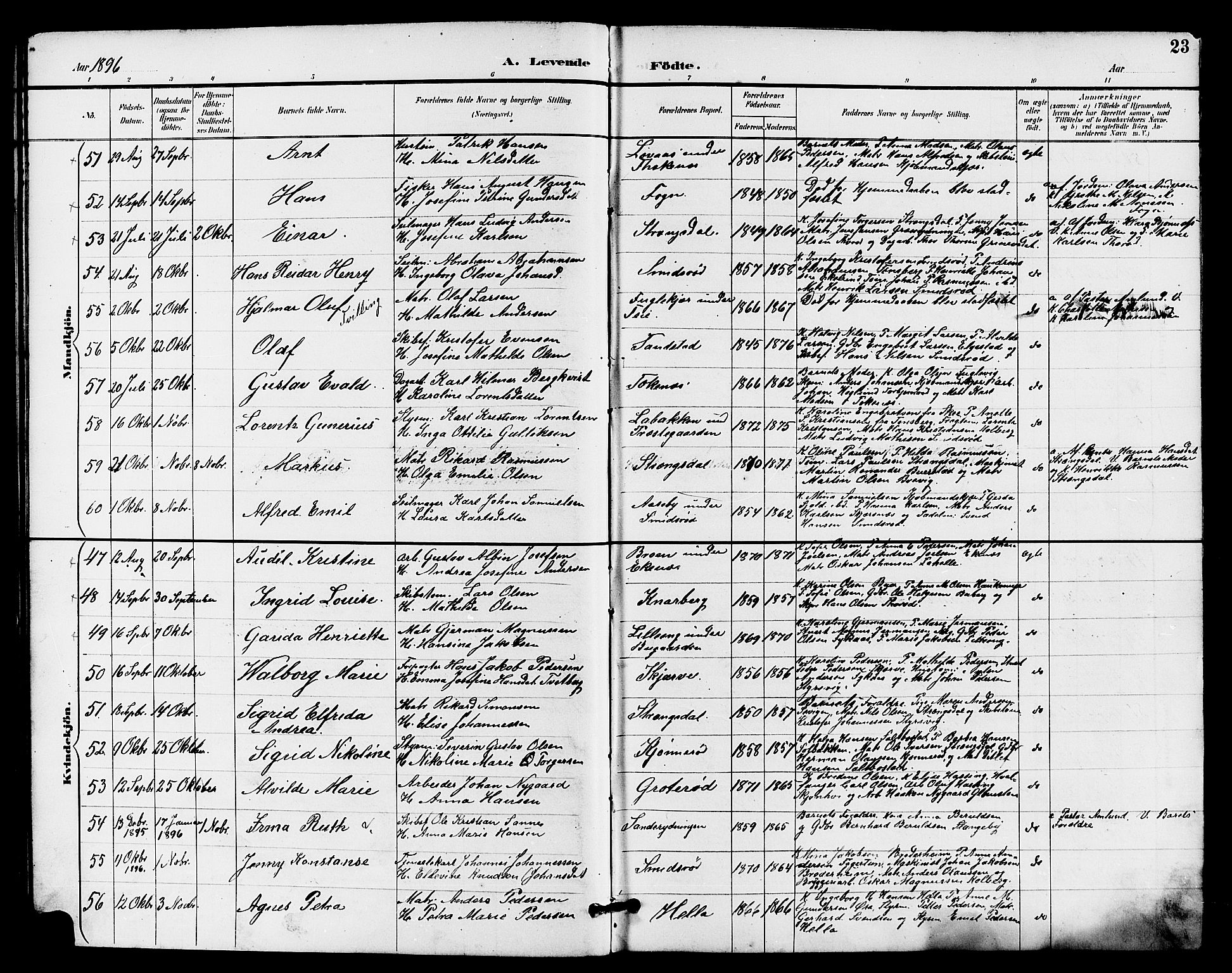Nøtterøy kirkebøker, AV/SAKO-A-354/G/Ga/L0004: Parish register (copy) no. I 4, 1894-1909, p. 23