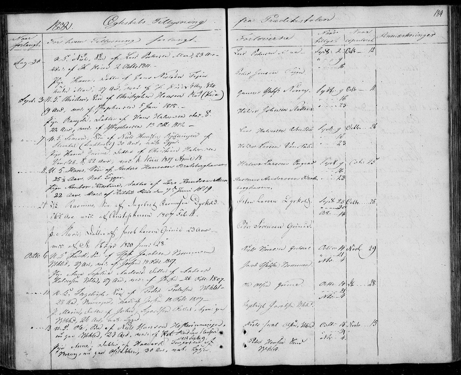 Gjerpen kirkebøker, AV/SAKO-A-265/F/Fa/L0005: Parish register (official) no. I 5, 1823-1829, p. 184