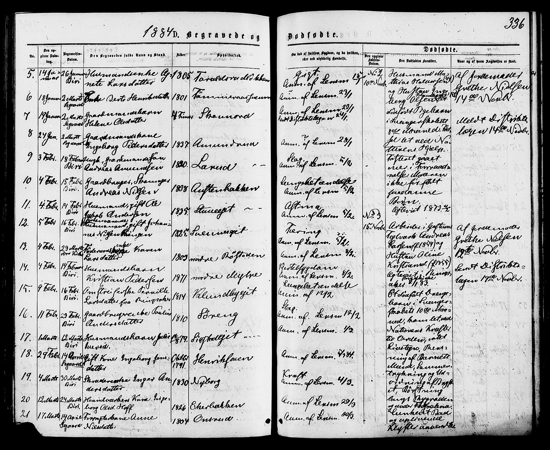 Biri prestekontor, SAH/PREST-096/H/Ha/Haa/L0006: Parish register (official) no. 6, 1877-1886, p. 336