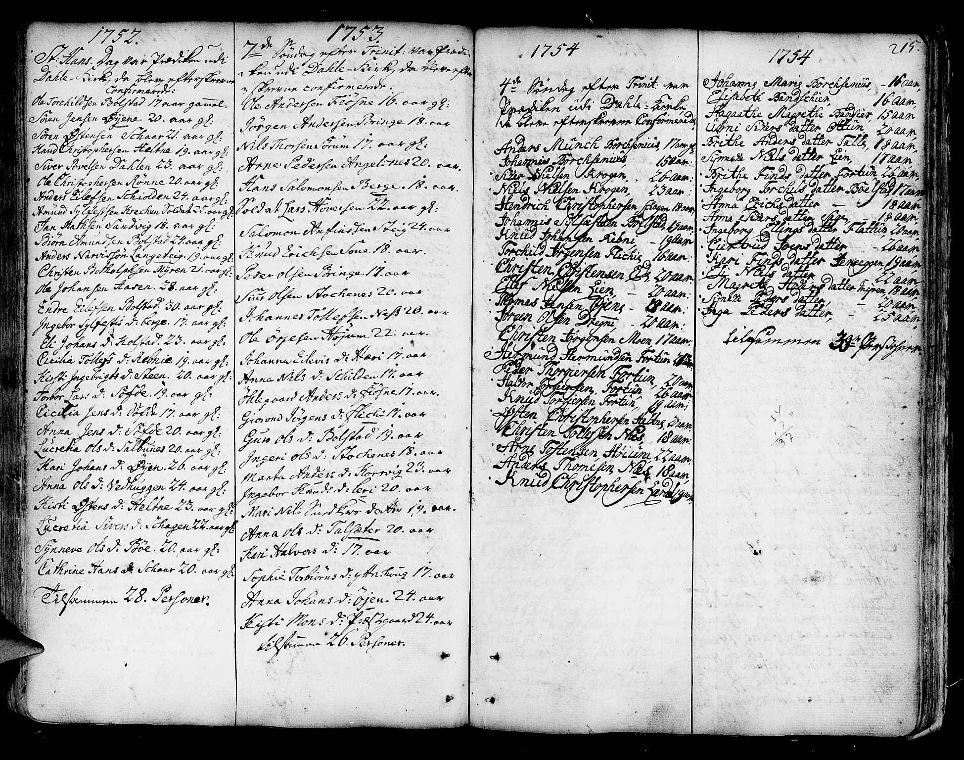 Luster sokneprestembete, SAB/A-81101/H/Haa/Haaa/L0001: Parish register (official) no. A 1, 1731-1803, p. 215