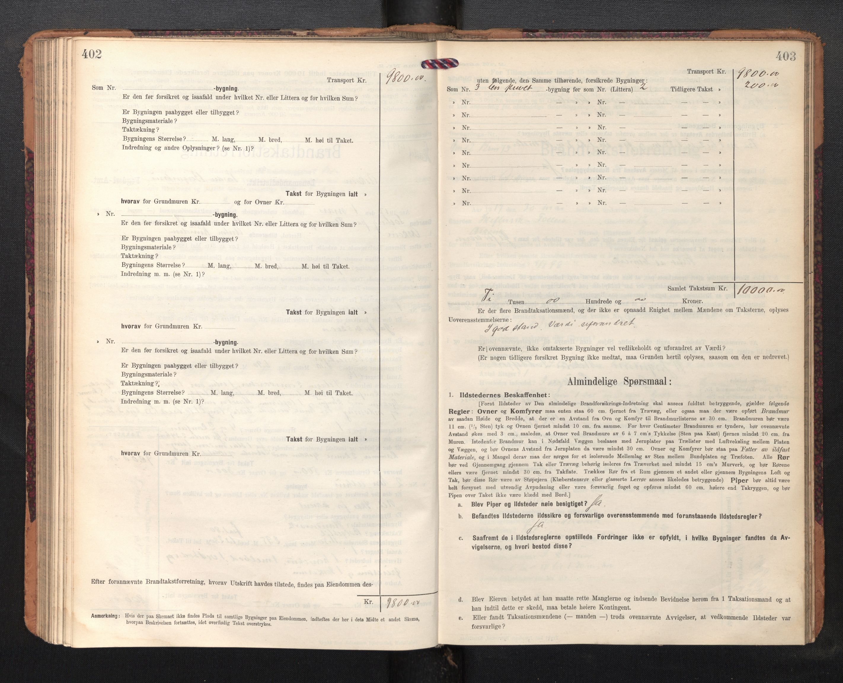 Lensmannen i Askøy, AV/SAB-A-31001/0012/L0007: Branntakstprotokoll, skjematakst, 1910-1919, p. 402-403