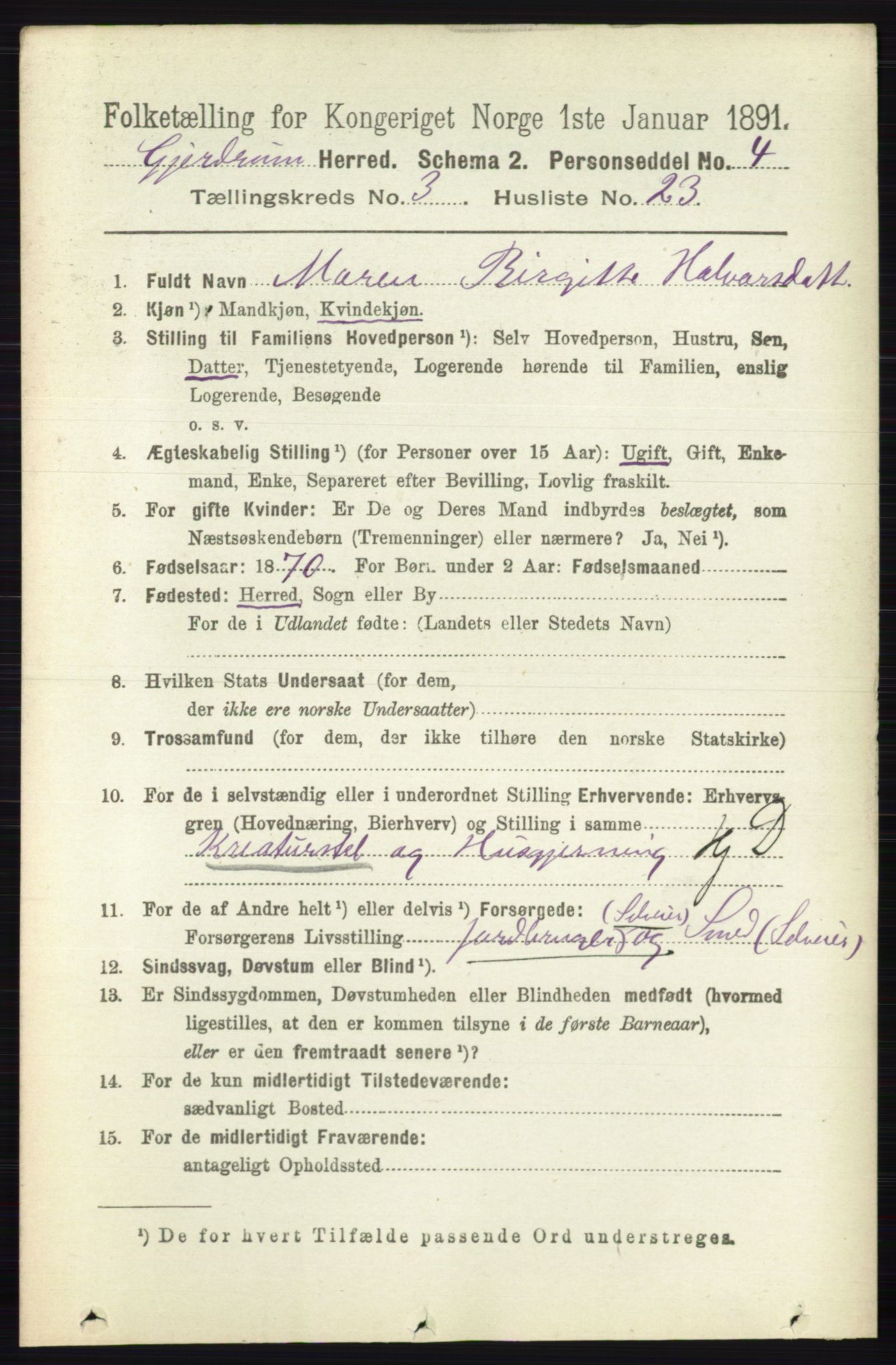 RA, 1891 census for 0234 Gjerdrum, 1891, p. 1383