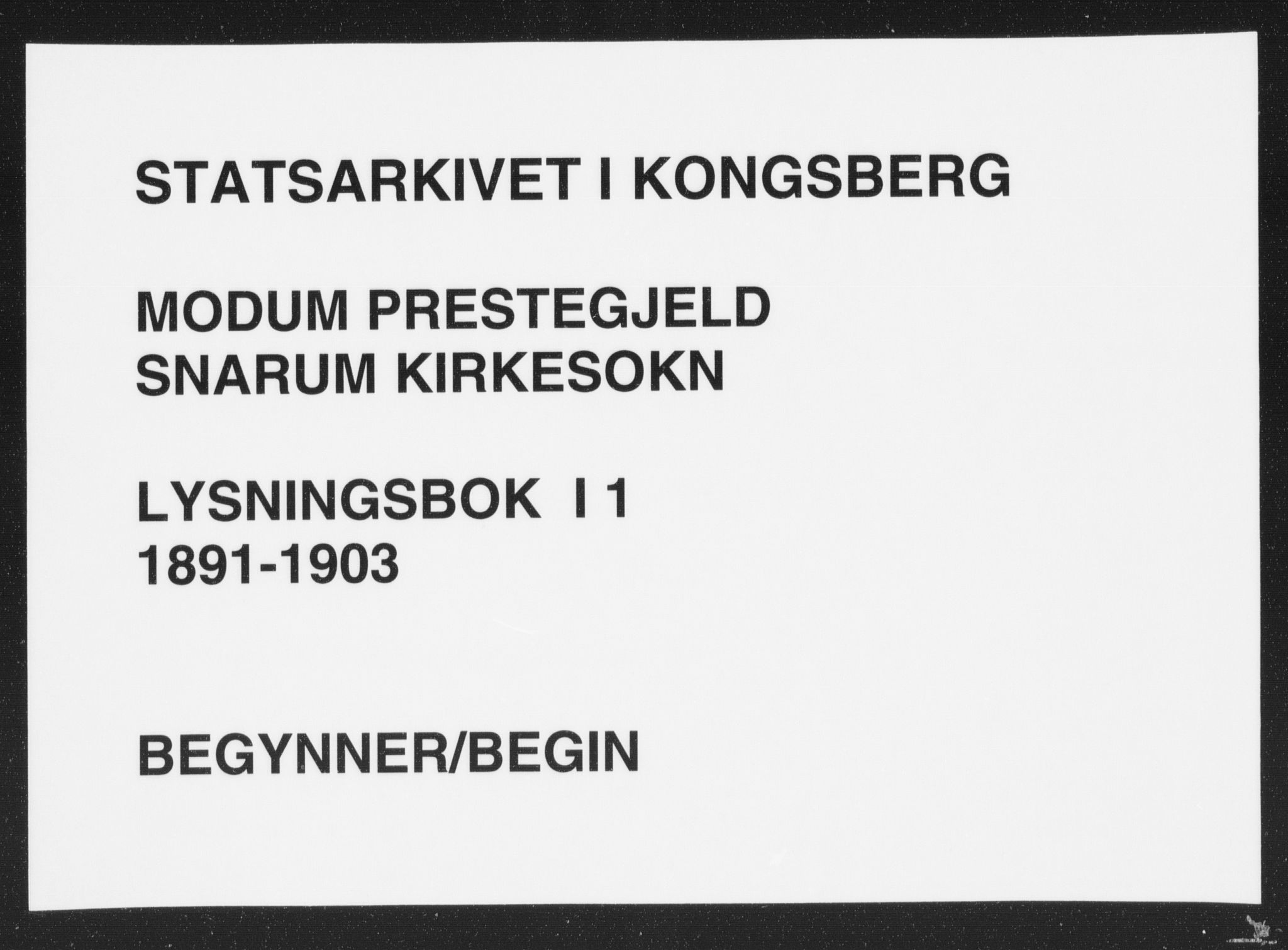 Modum kirkebøker, AV/SAKO-A-234/H/Ha/L0001: Banns register no. I 1, 1891-1903