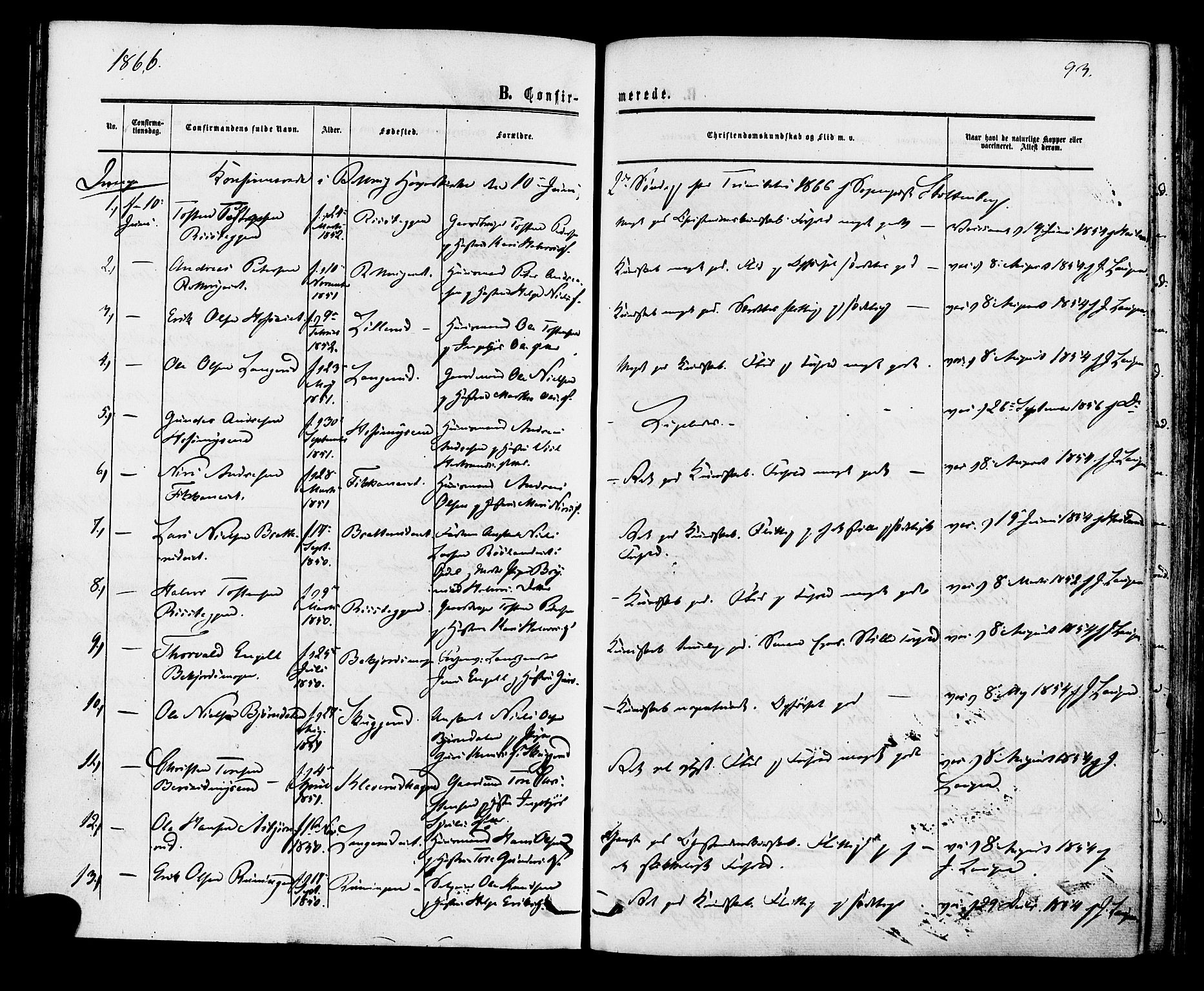 Rollag kirkebøker, SAKO/A-240/F/Fa/L0009: Parish register (official) no. I 9, 1860-1874, p. 93