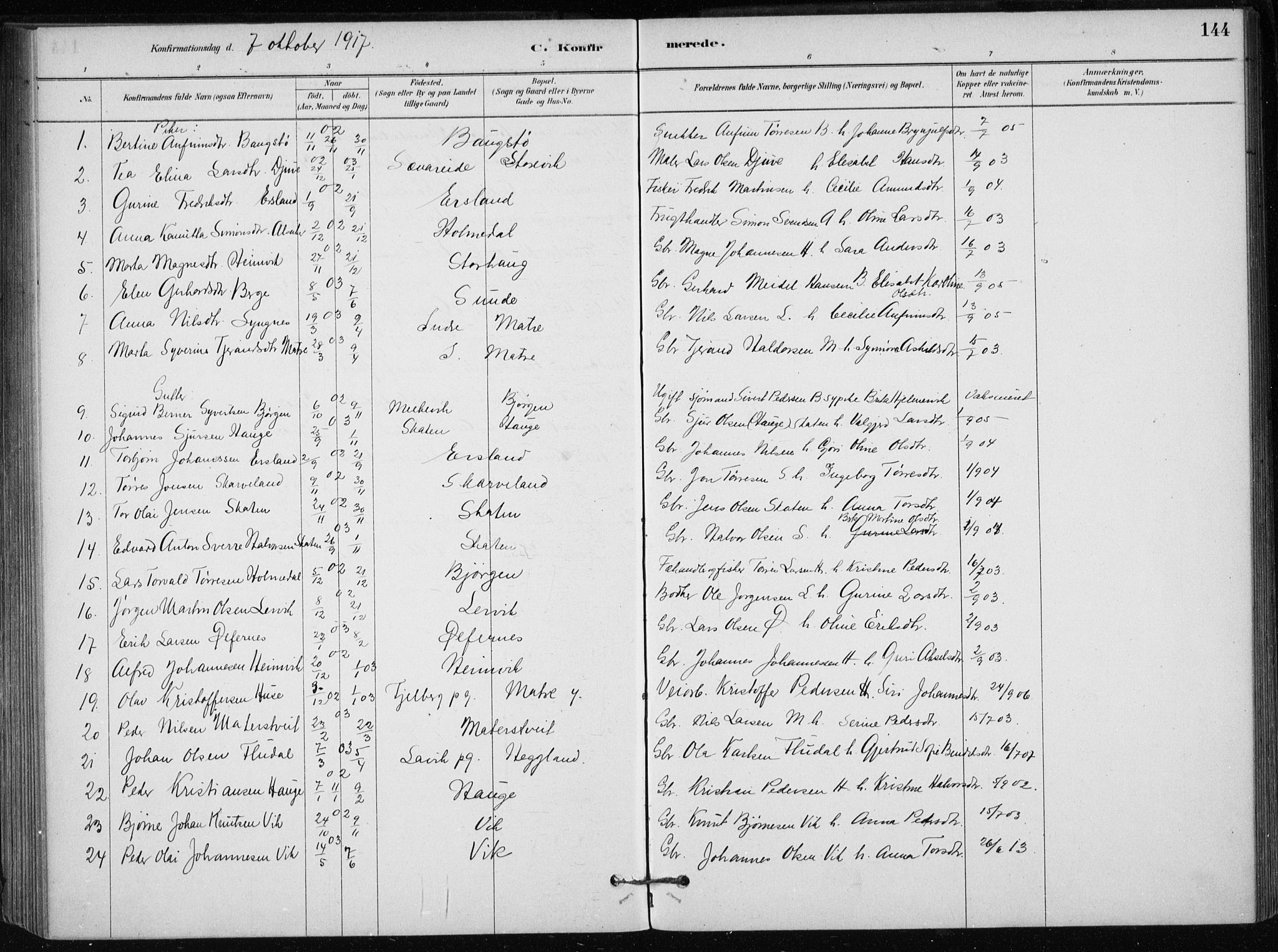 Skånevik sokneprestembete, AV/SAB-A-77801/H/Haa: Parish register (official) no. C  1, 1879-1917, p. 144