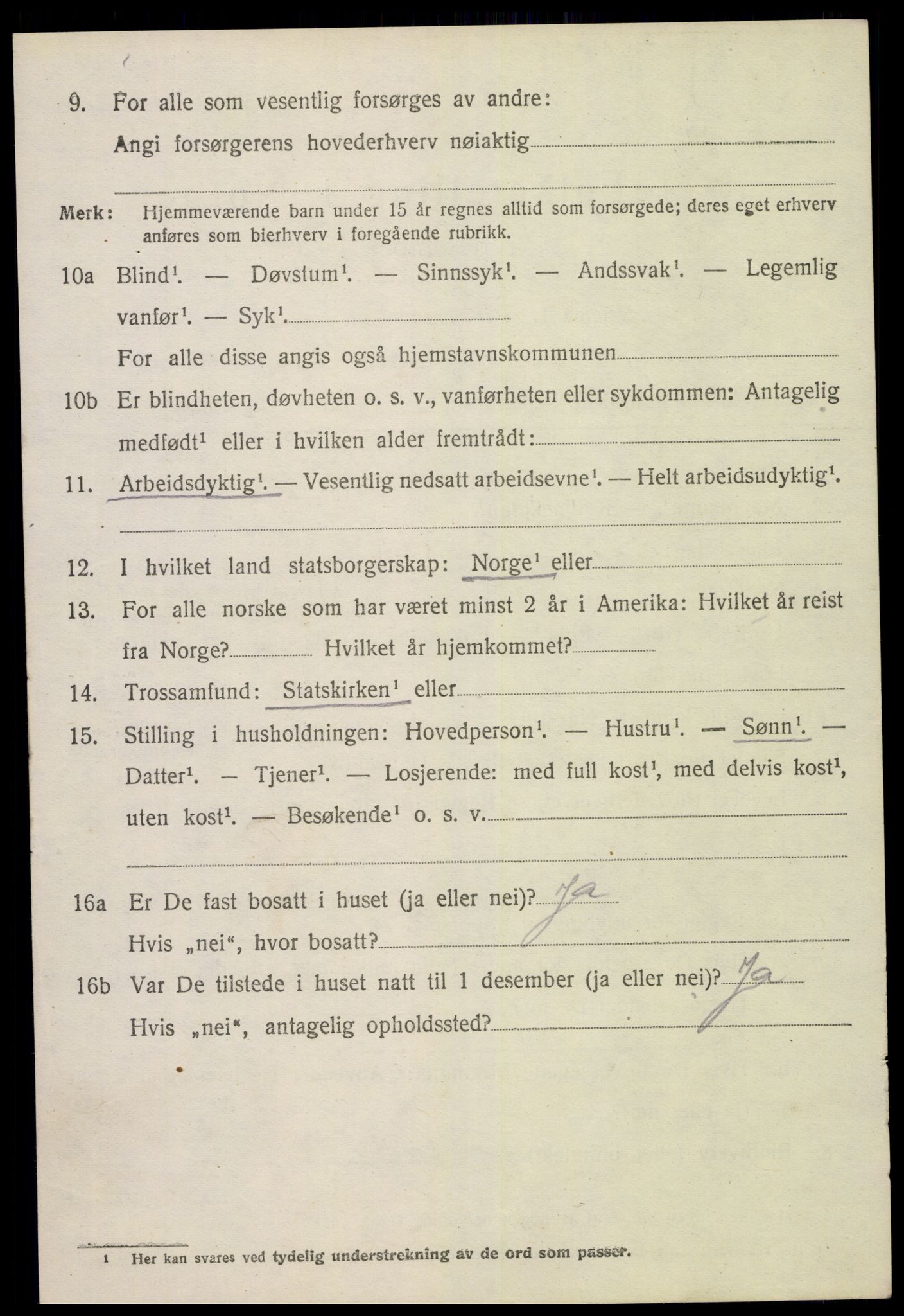 SAK, 1920 census for Stokken, 1920, p. 1485