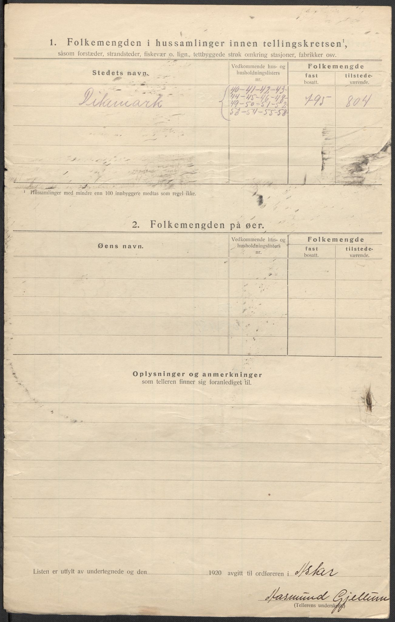 SAO, 1920 census for Asker, 1920, p. 38