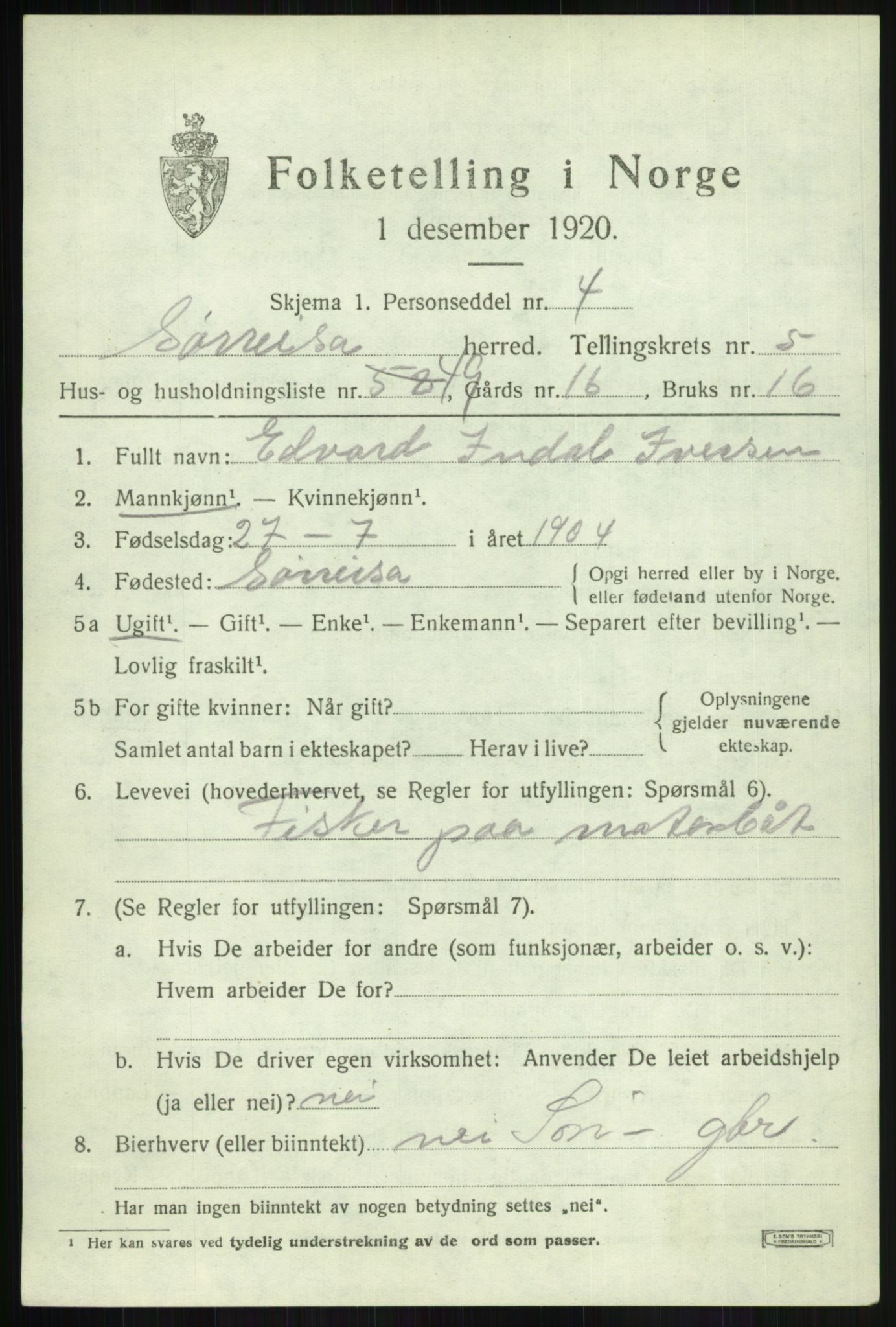 SATØ, 1920 census for Sørreisa, 1920, p. 2962