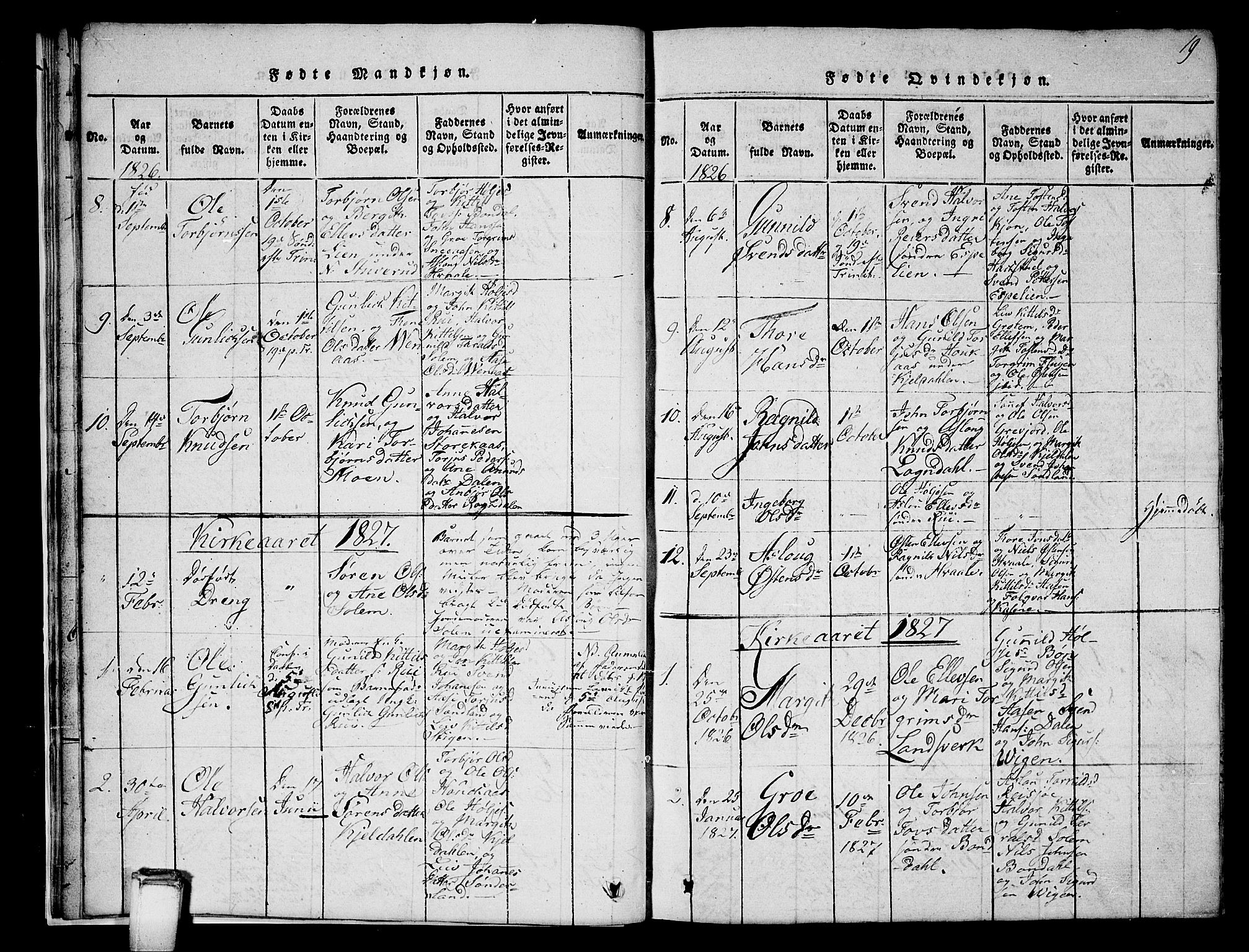 Hjartdal kirkebøker, SAKO/A-270/G/Gc/L0001: Parish register (copy) no. III 1, 1815-1842, p. 19