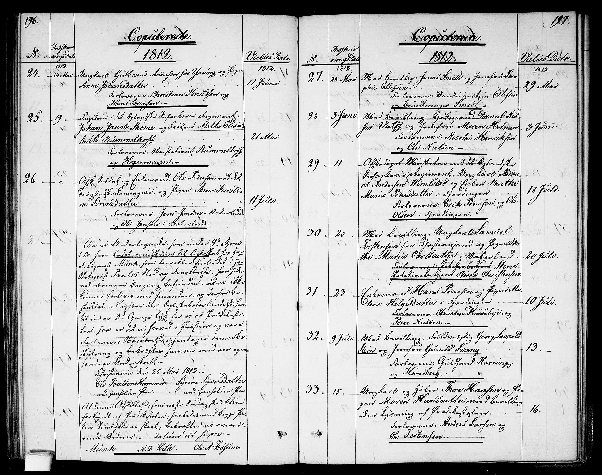 Garnisonsmenigheten Kirkebøker, SAO/A-10846/G/Ga/L0002: Parish register (copy) no. 2, 1810-1814, p. 196-197