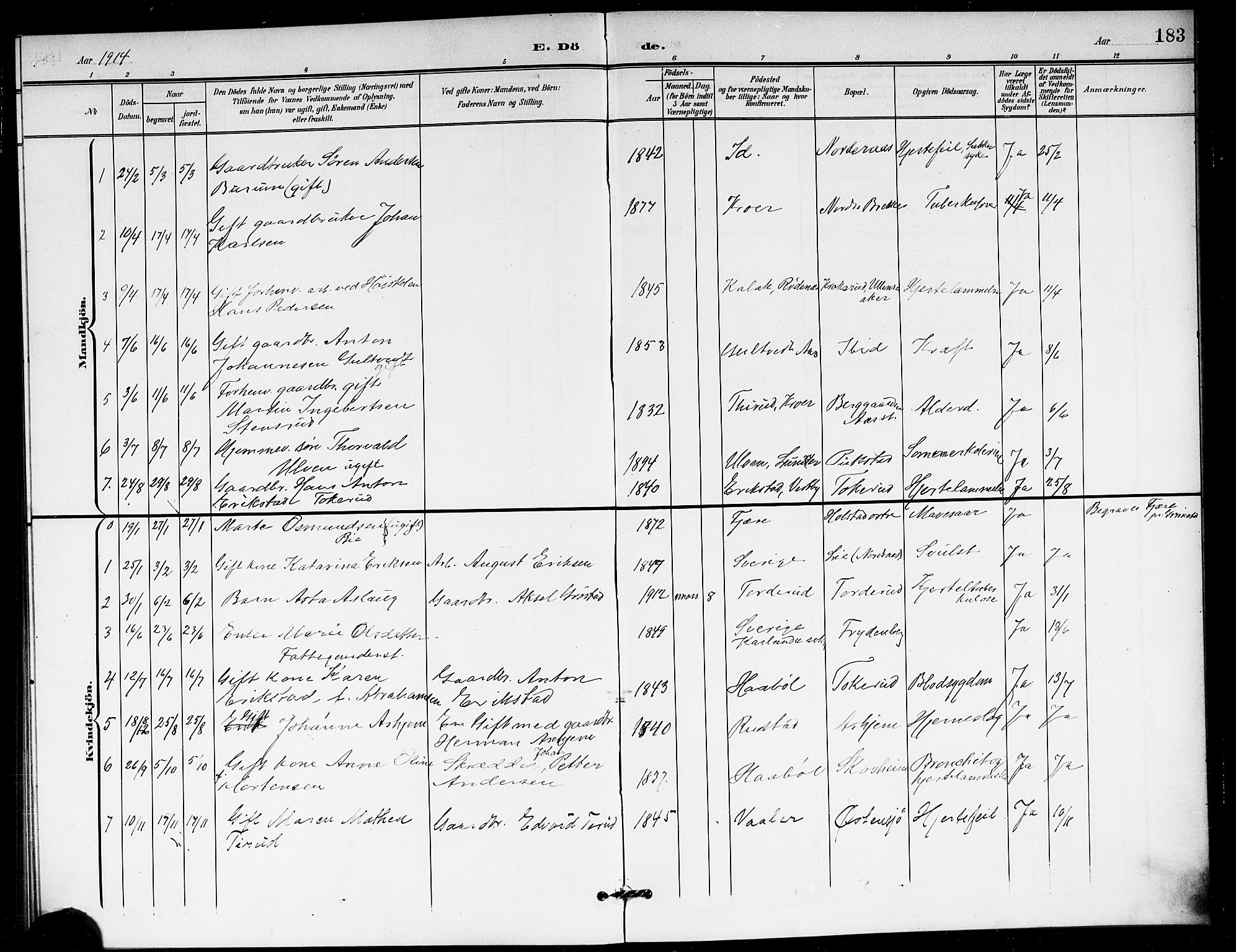 Ås prestekontor Kirkebøker, AV/SAO-A-10894/G/Ga/L0004: Parish register (copy) no. I 4, 1901-1915, p. 183