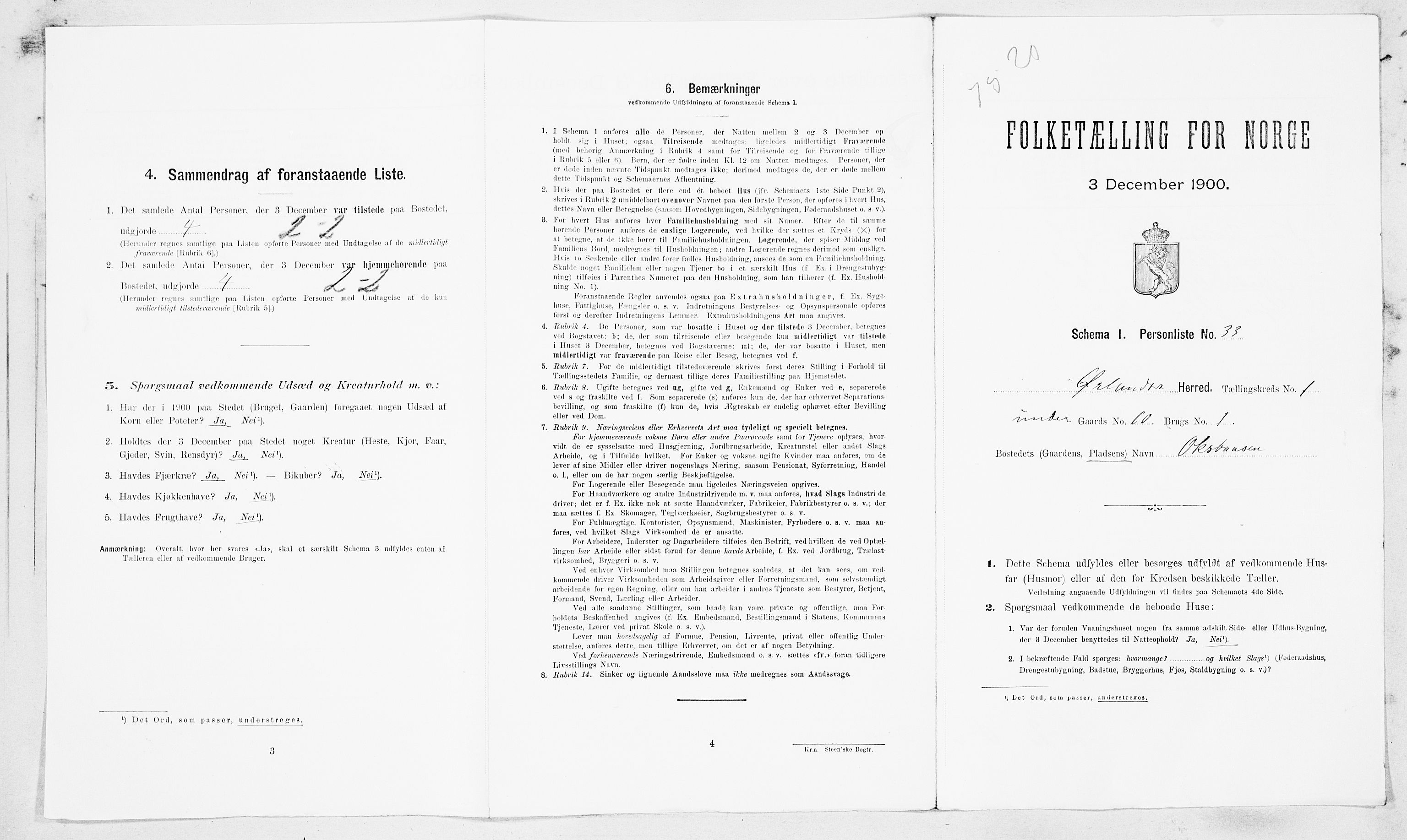 SAT, 1900 census for Ørland, 1900, p. 152