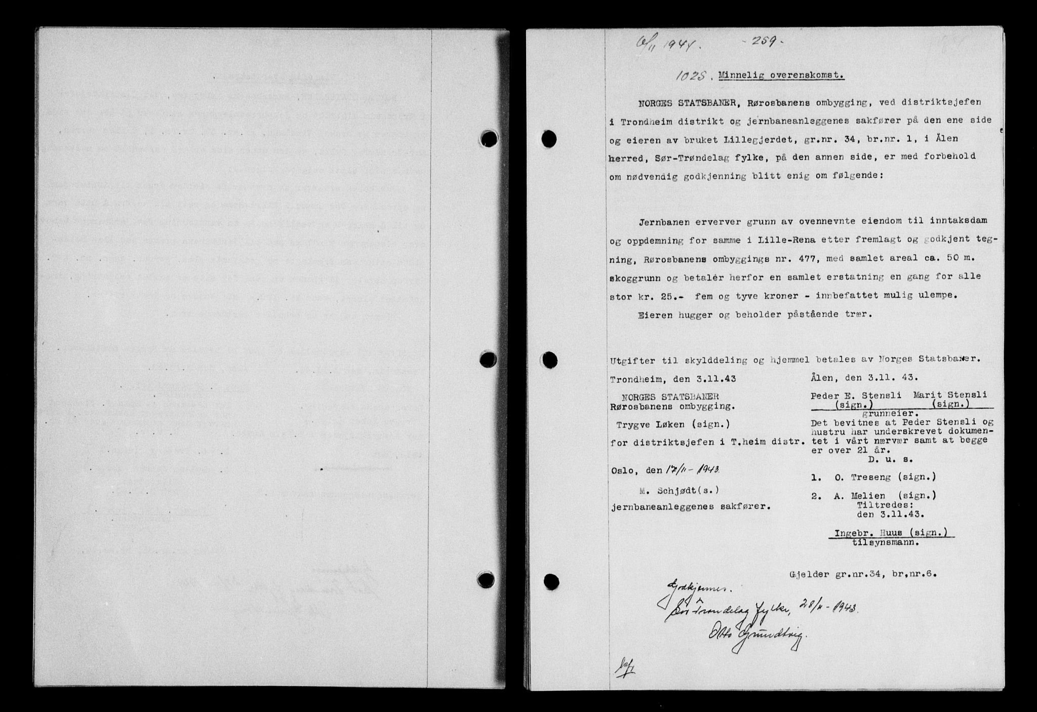 Gauldal sorenskriveri, SAT/A-0014/1/2/2C/L0058: Mortgage book no. 63, 1944-1945, Diary no: : 1025/1944