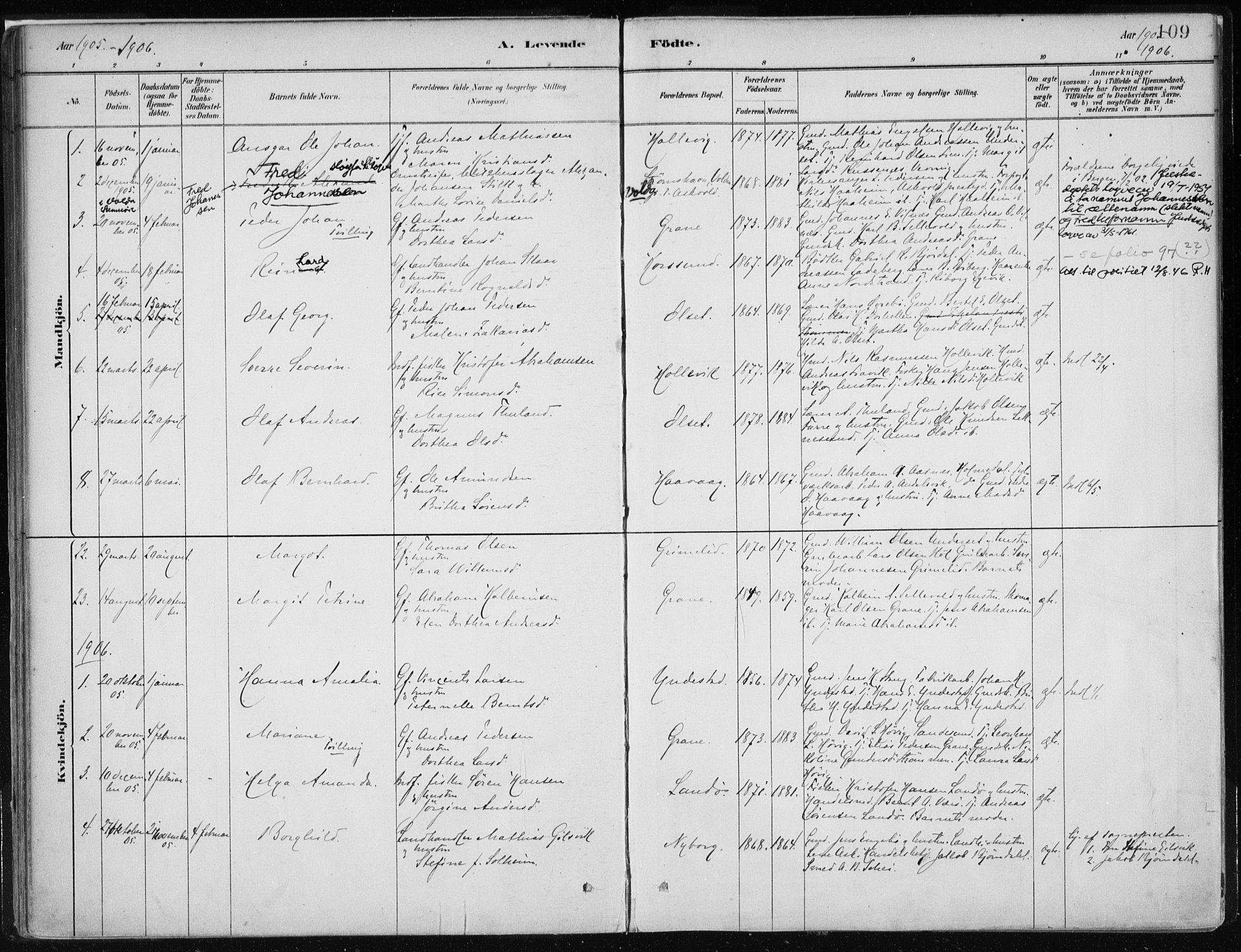 Askvoll sokneprestembete, SAB/A-79501/H/Haa/Haab/L0002: Parish register (official) no. B 2, 1879-1909, p. 109