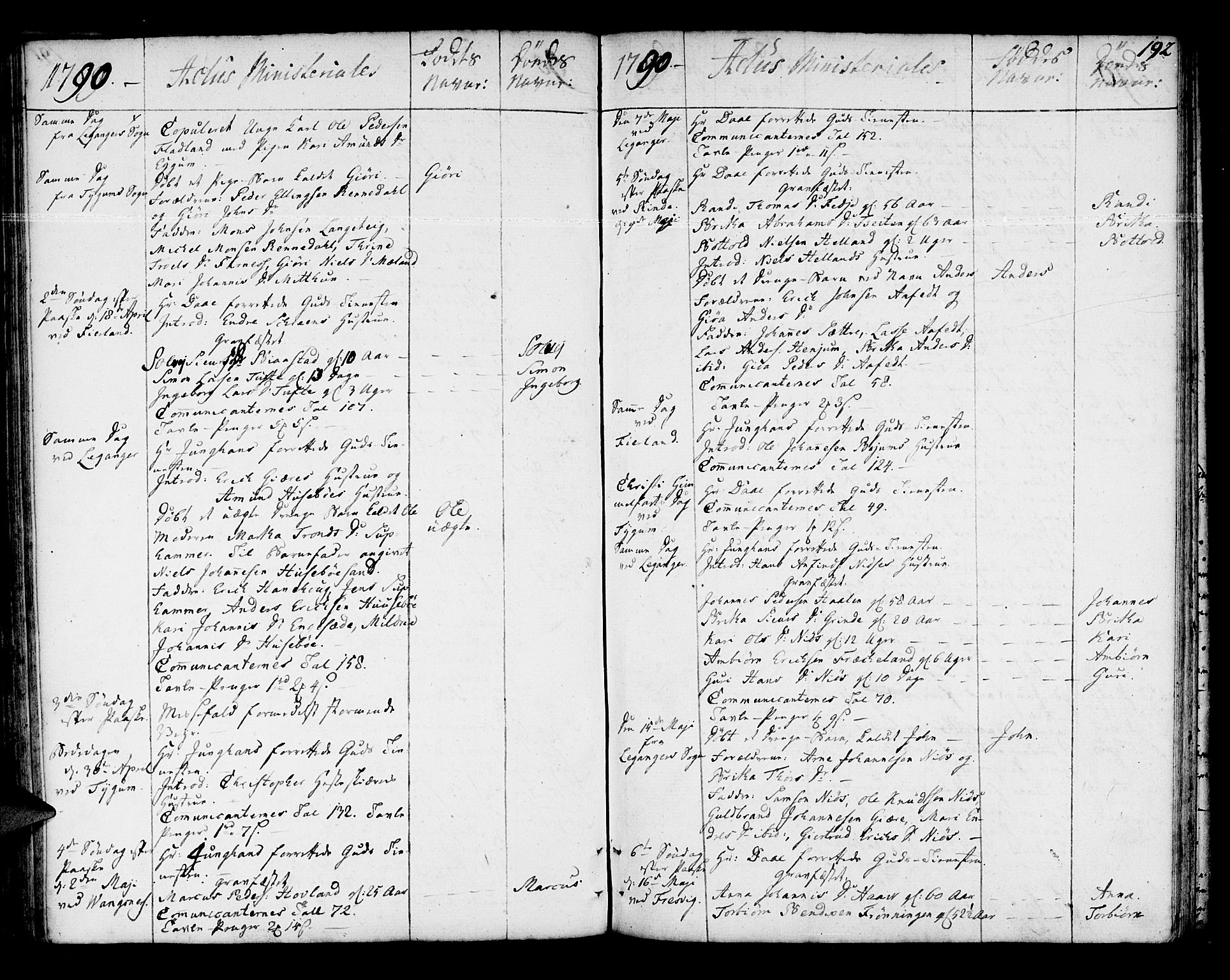 Leikanger sokneprestembete, AV/SAB-A-81001/H/Haa/Haaa/L0004: Parish register (official) no. A 4, 1770-1791, p. 192