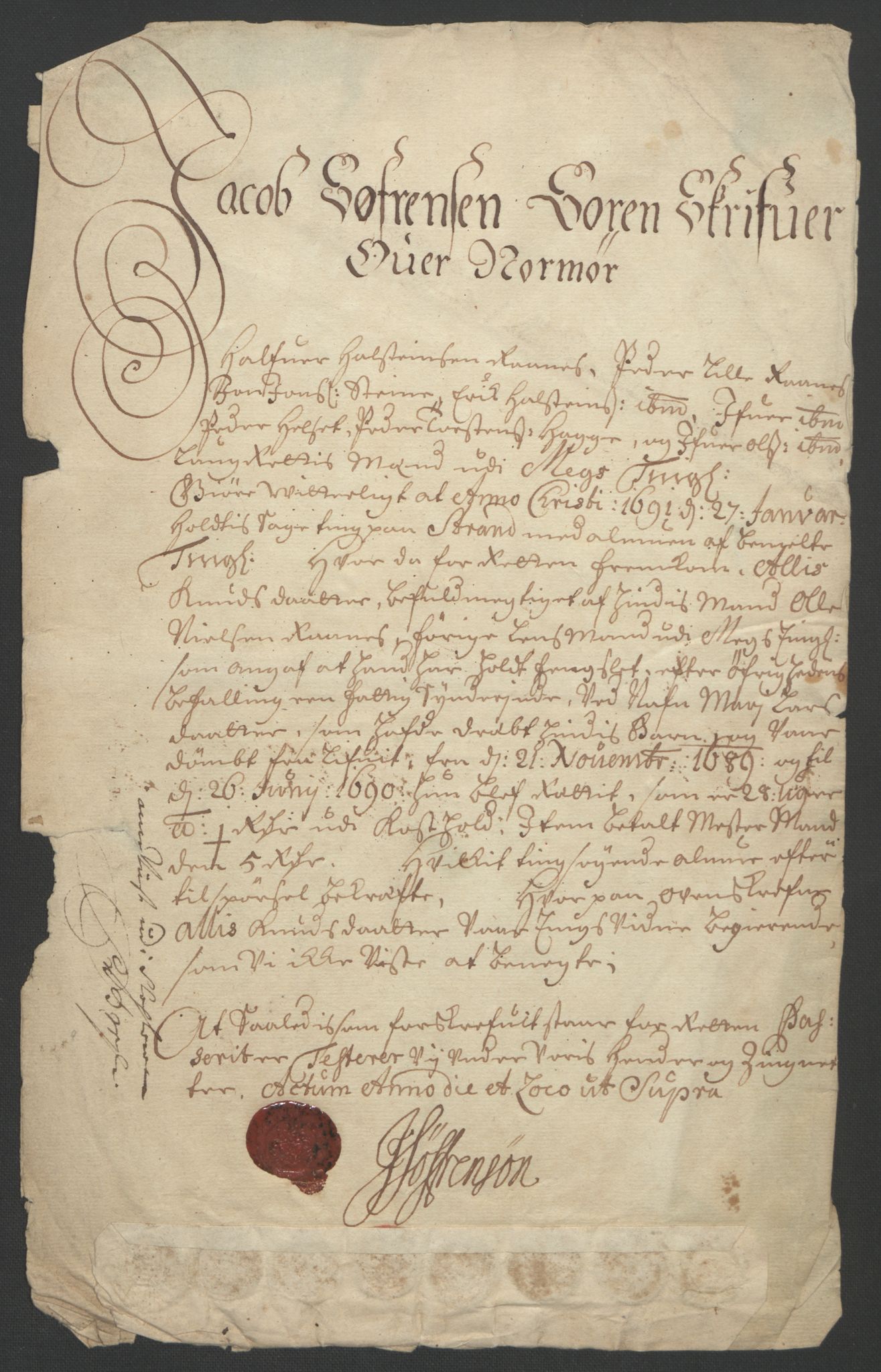 Rentekammeret inntil 1814, Reviderte regnskaper, Fogderegnskap, AV/RA-EA-4092/R56/L3734: Fogderegnskap Nordmøre, 1690-1691, p. 217
