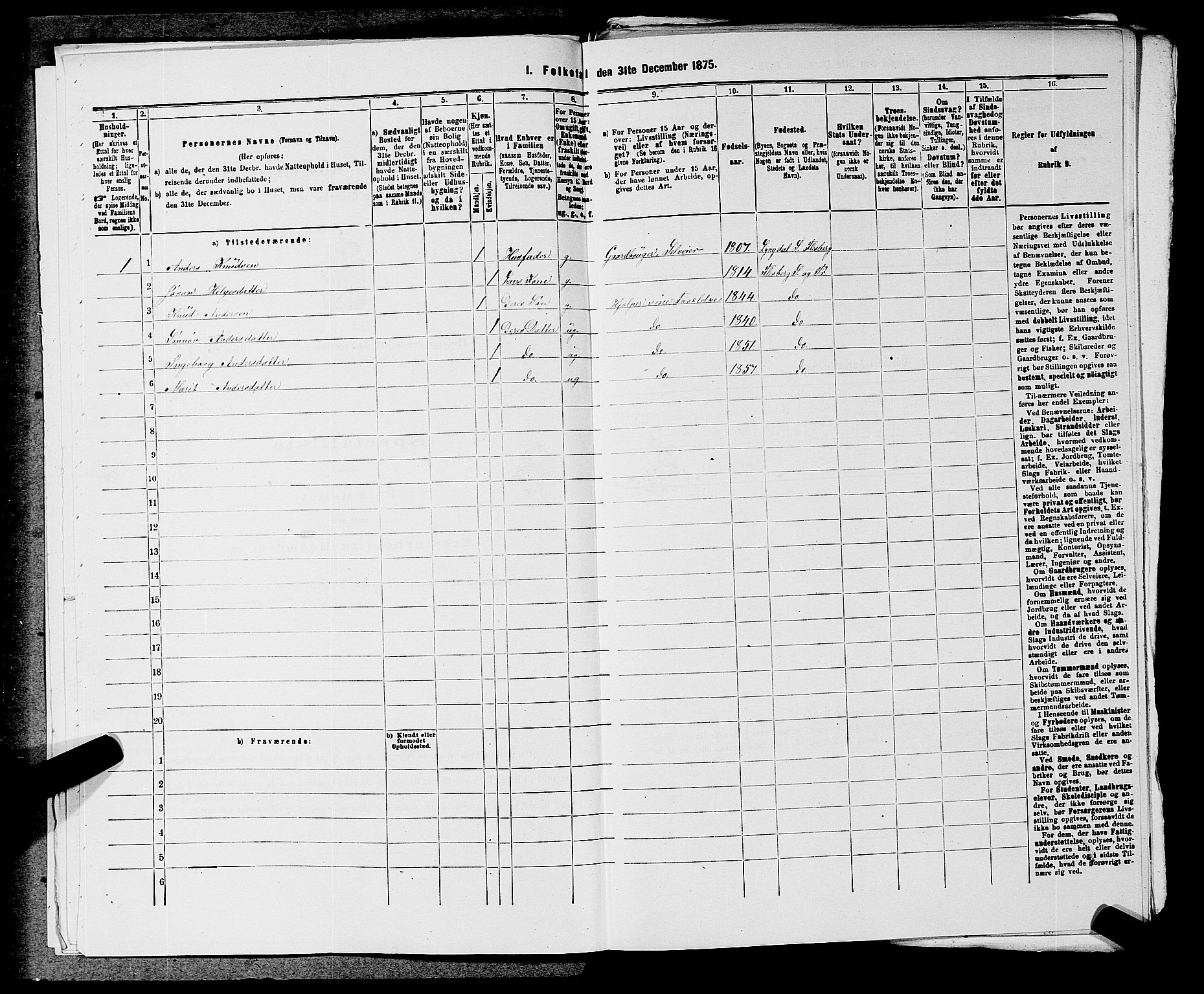 SAKO, 1875 census for 0631P Flesberg, 1875, p. 467