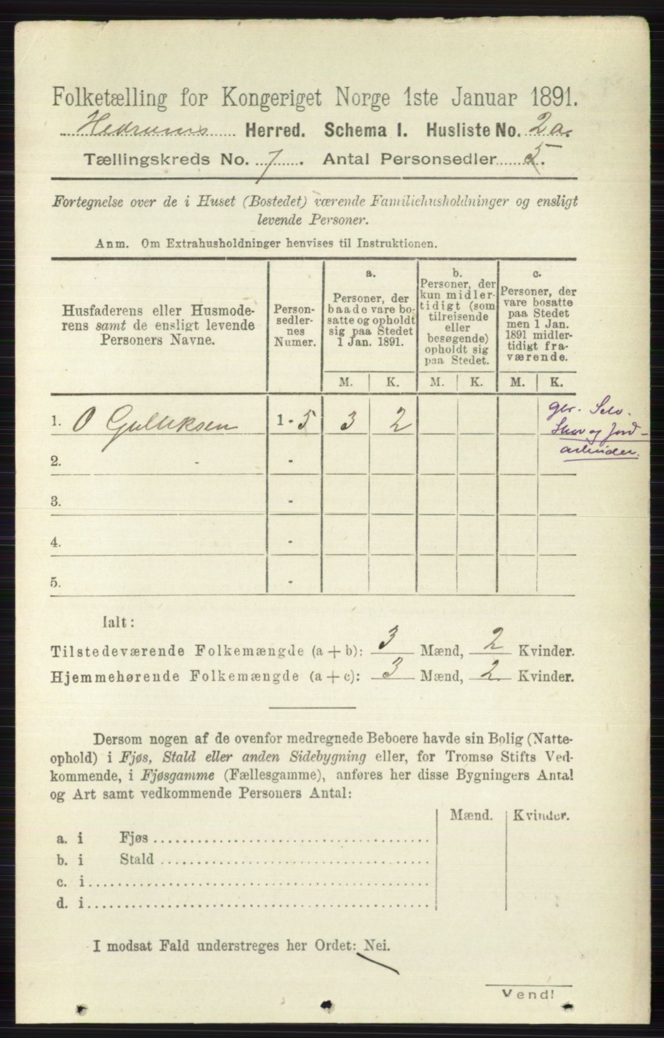 RA, 1891 census for 0727 Hedrum, 1891, p. 2946