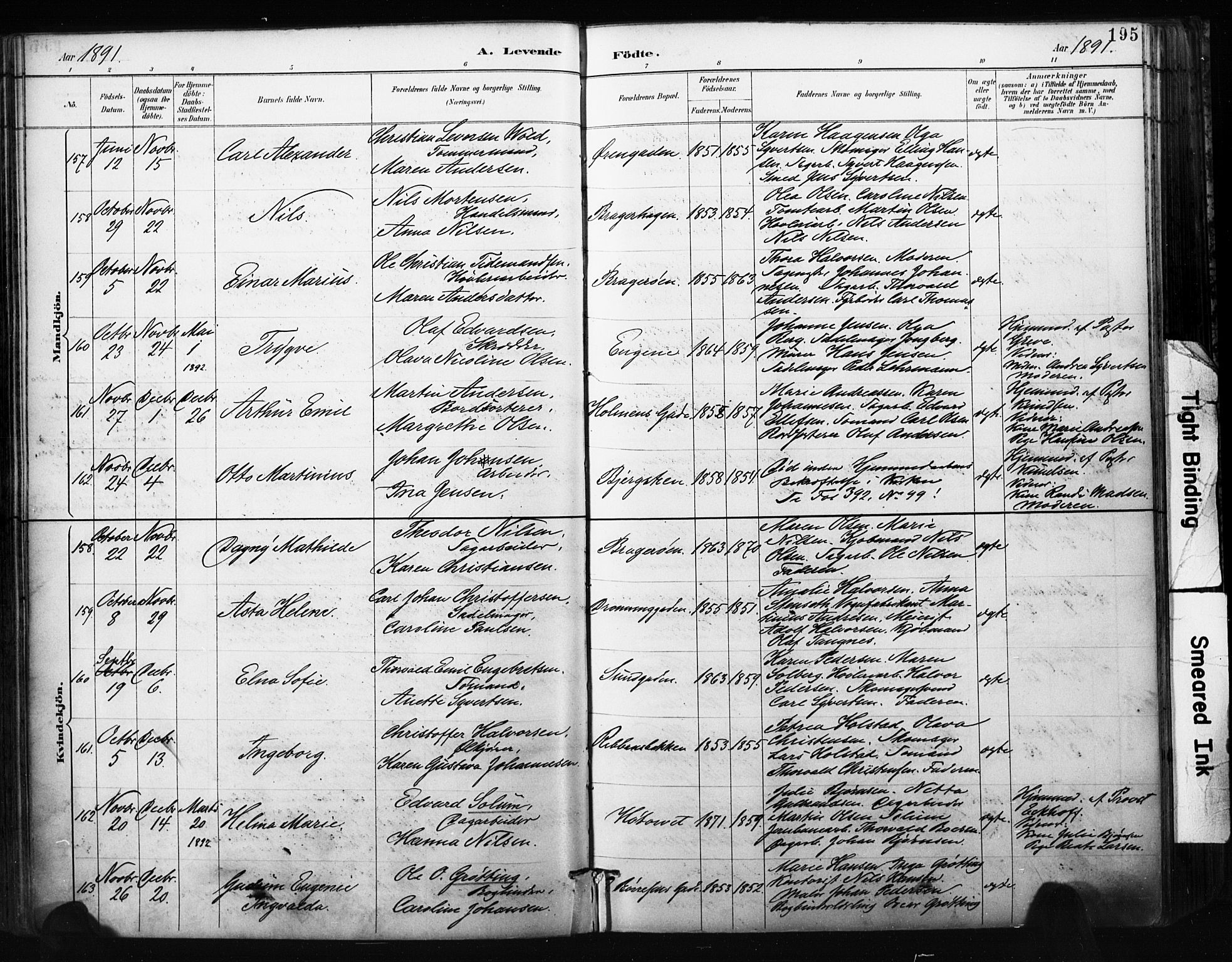 Bragernes kirkebøker, AV/SAKO-A-6/F/Fb/L0007: Parish register (official) no. II 7, 1885-1893, p. 195