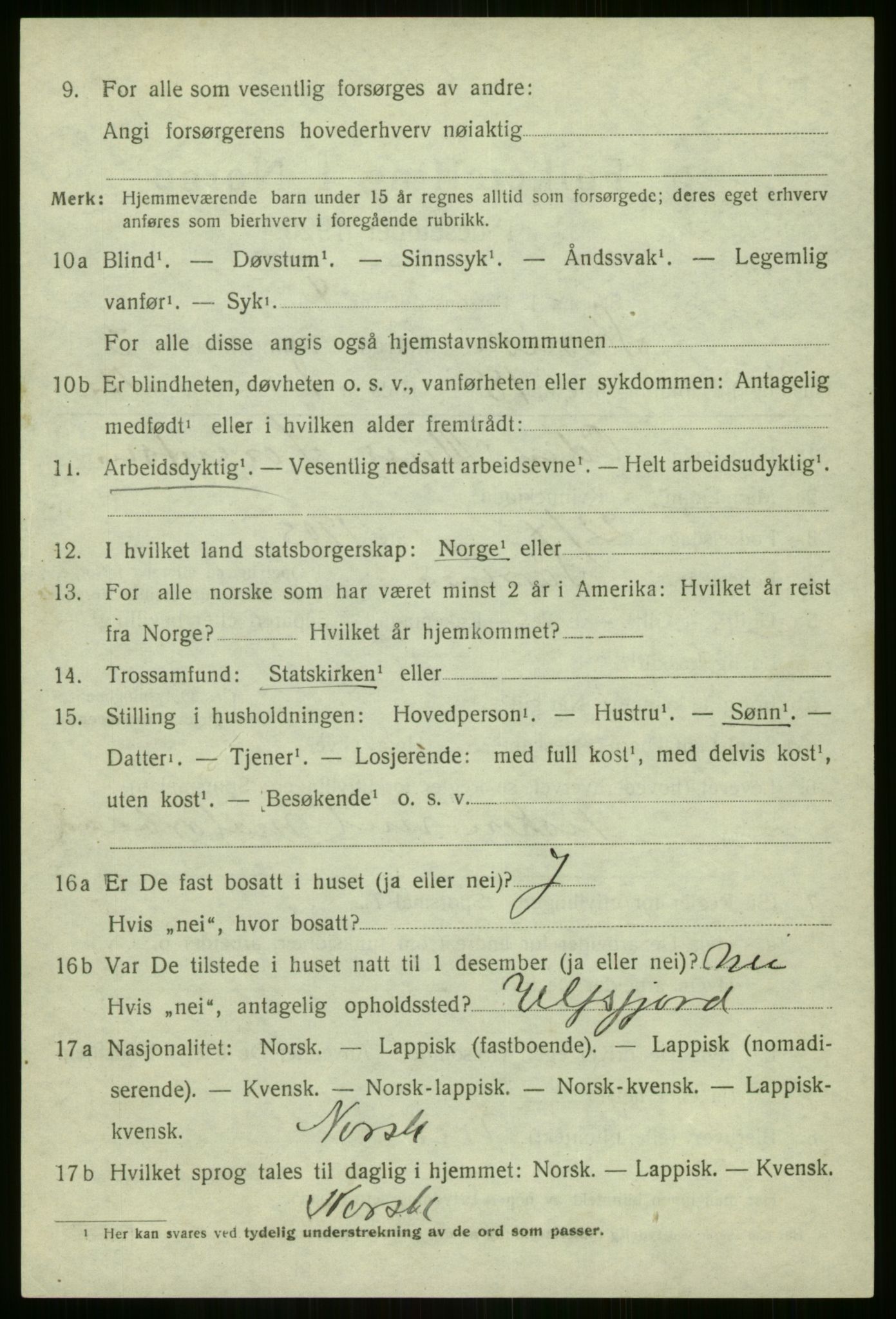 SATØ, 1920 census for Sørreisa, 1920, p. 1442