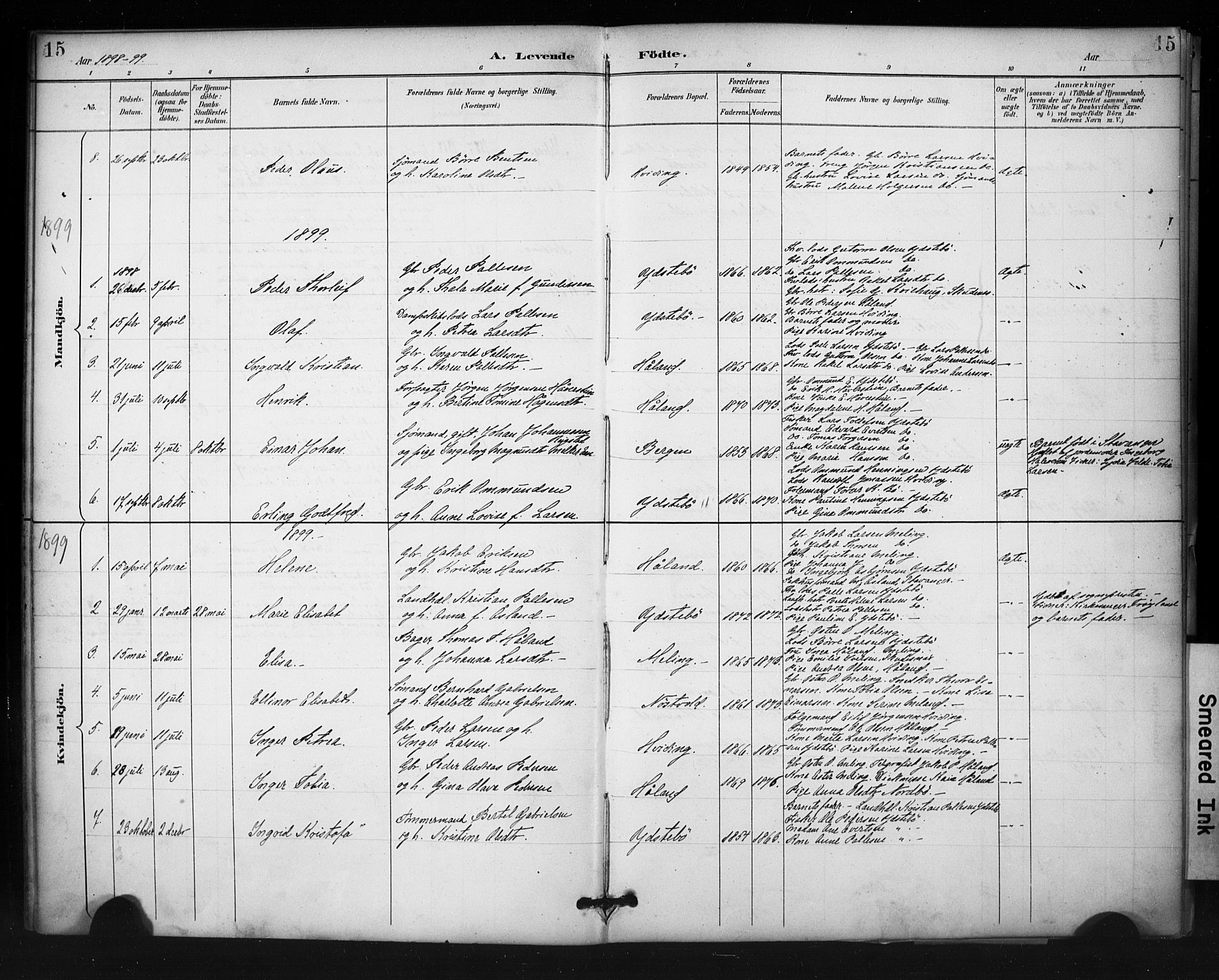 Rennesøy sokneprestkontor, SAST/A -101827/H/Ha/Haa/L0013: Parish register (official) no. A 12, 1888-1916, p. 15