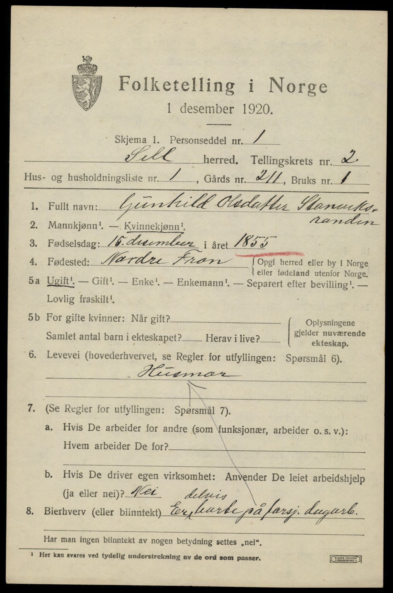 SAH, 1920 census for Sel, 1920, p. 1494