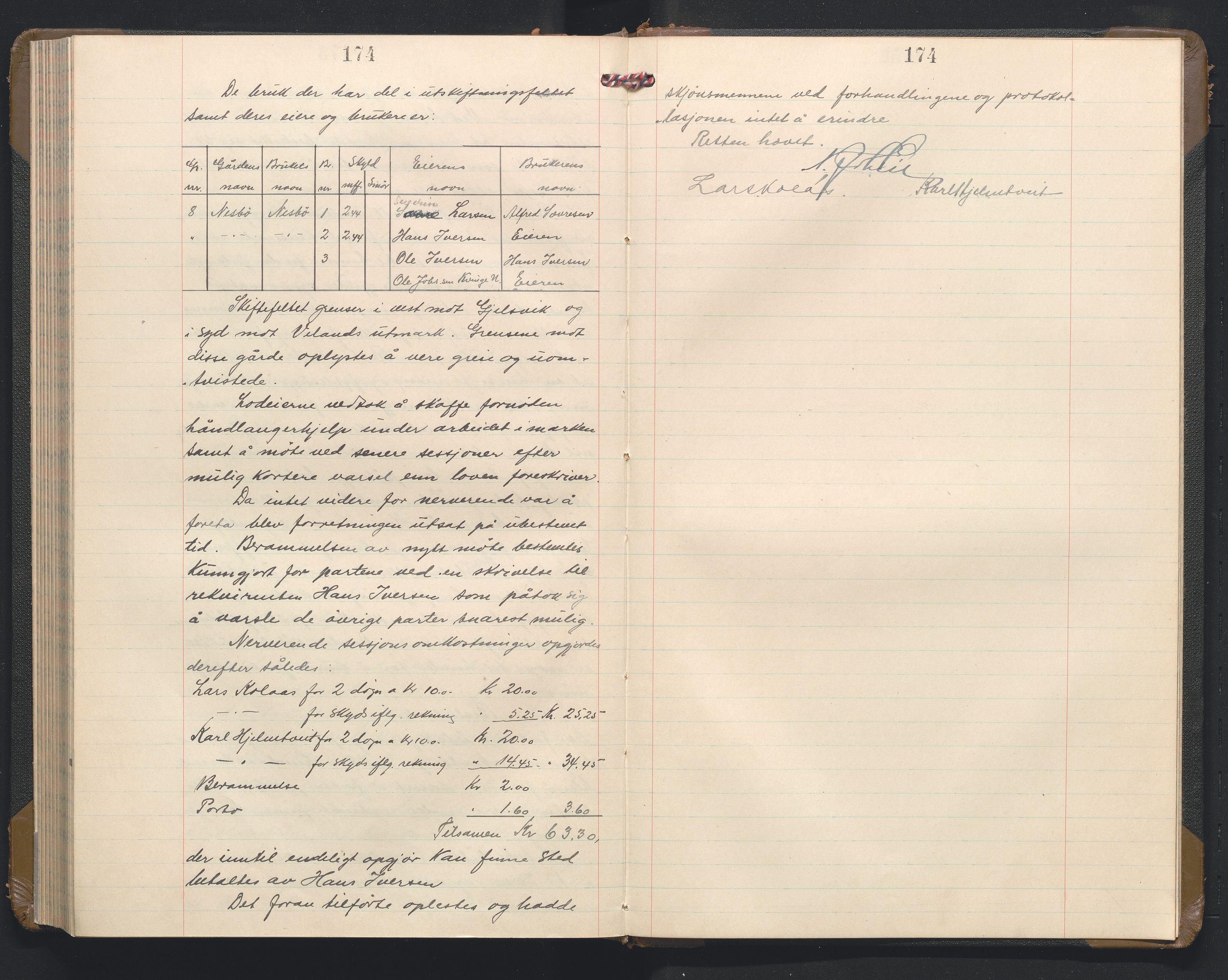 Hordaland jordskiftedøme - II Ytre Nordhordland jordskiftedistrikt, AV/SAB-A-6901/A/Aa/L0037: Forhandlingsprotokoll, 1928-1930, p. 174