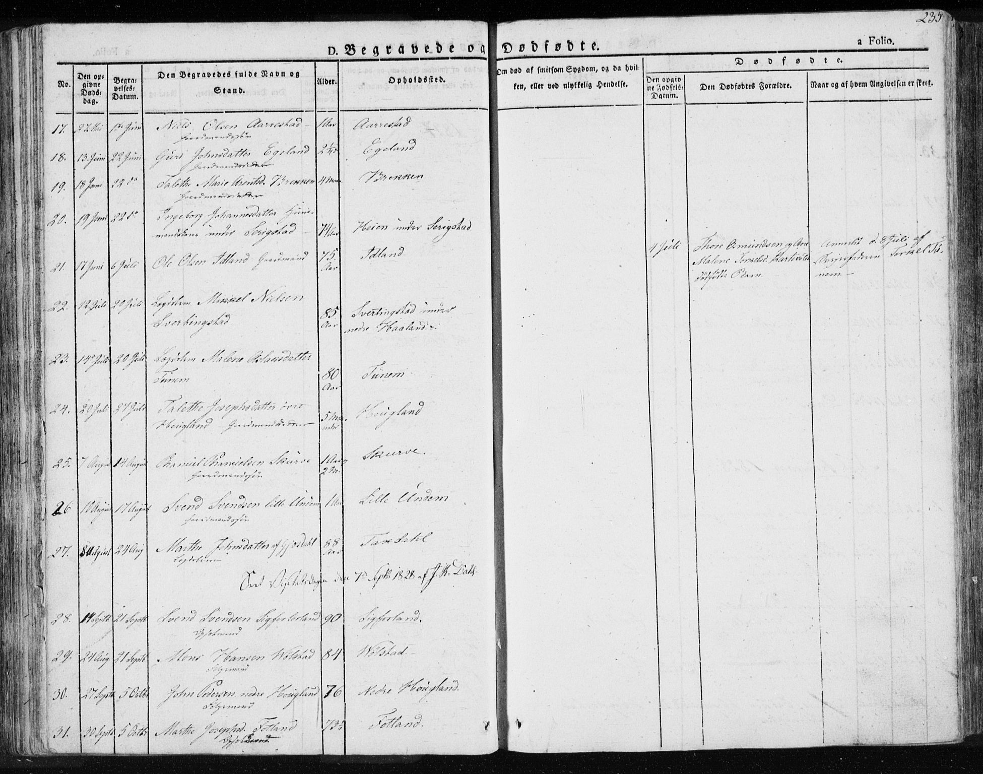 Lye sokneprestkontor, AV/SAST-A-101794/001/30BA/L0004: Parish register (official) no. A 4, 1826-1841, p. 235