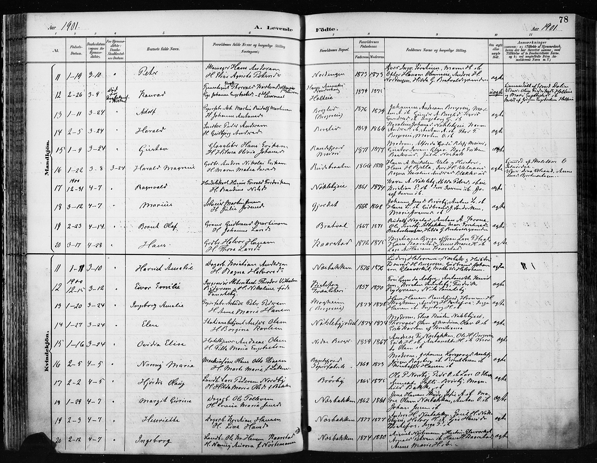 Jevnaker prestekontor, SAH/PREST-116/H/Ha/Haa/L0009: Parish register (official) no. 9, 1891-1901, p. 78