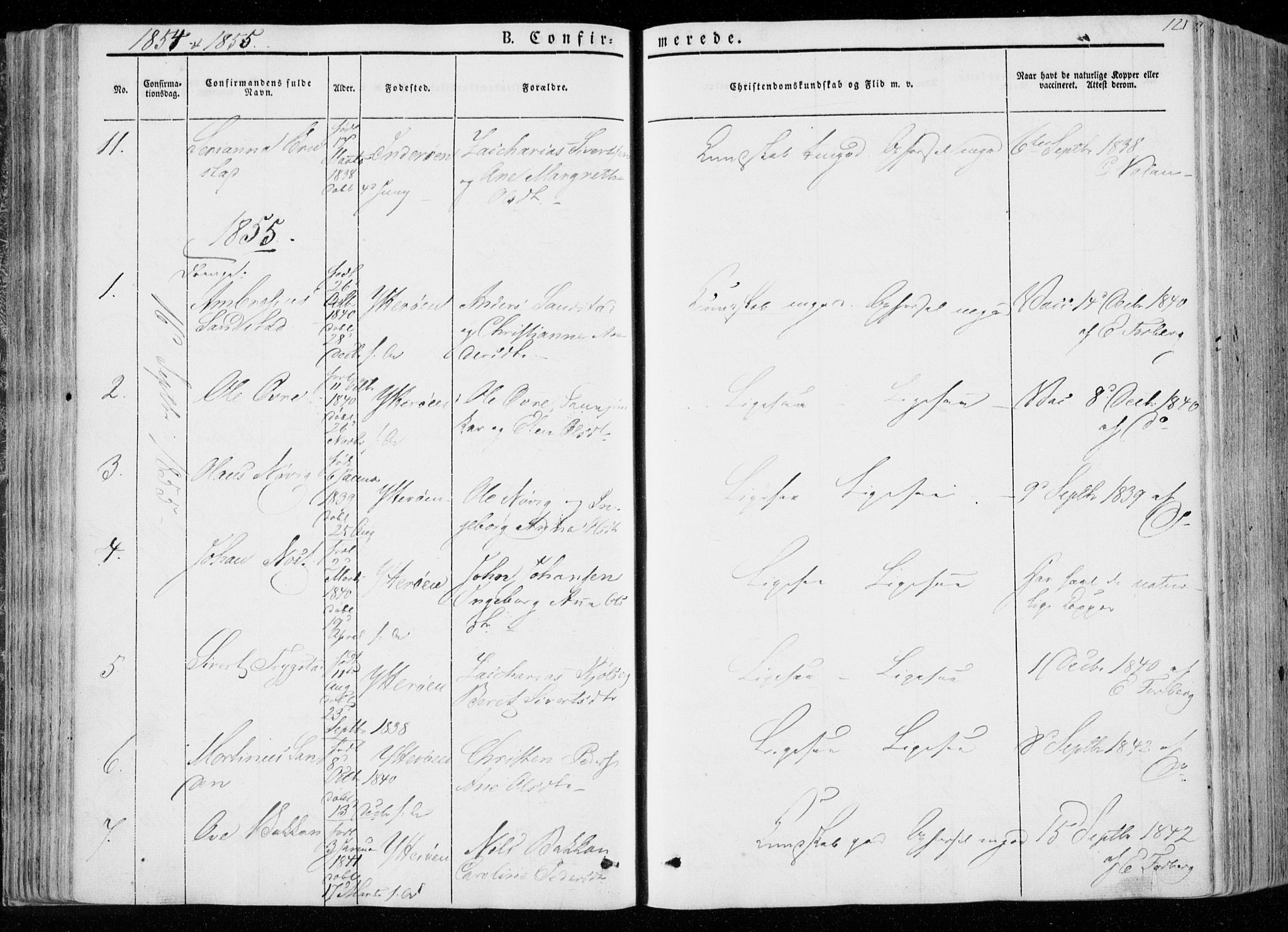 Ministerialprotokoller, klokkerbøker og fødselsregistre - Nord-Trøndelag, AV/SAT-A-1458/722/L0218: Parish register (official) no. 722A05, 1843-1868, p. 121