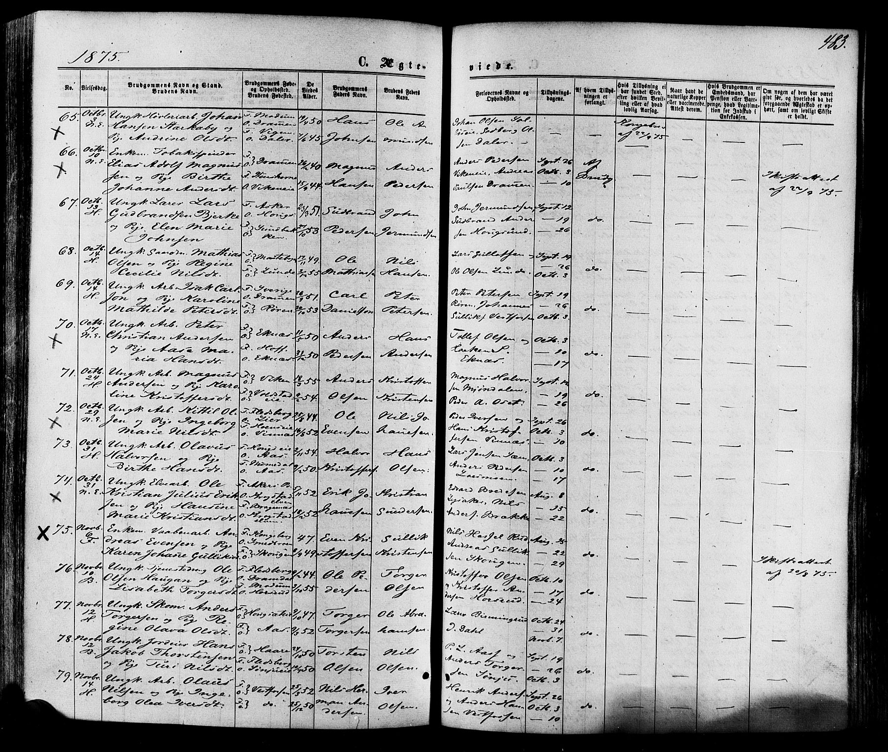 Eiker kirkebøker, AV/SAKO-A-4/F/Fa/L0017: Parish register (official) no. I 17, 1869-1877, p. 483