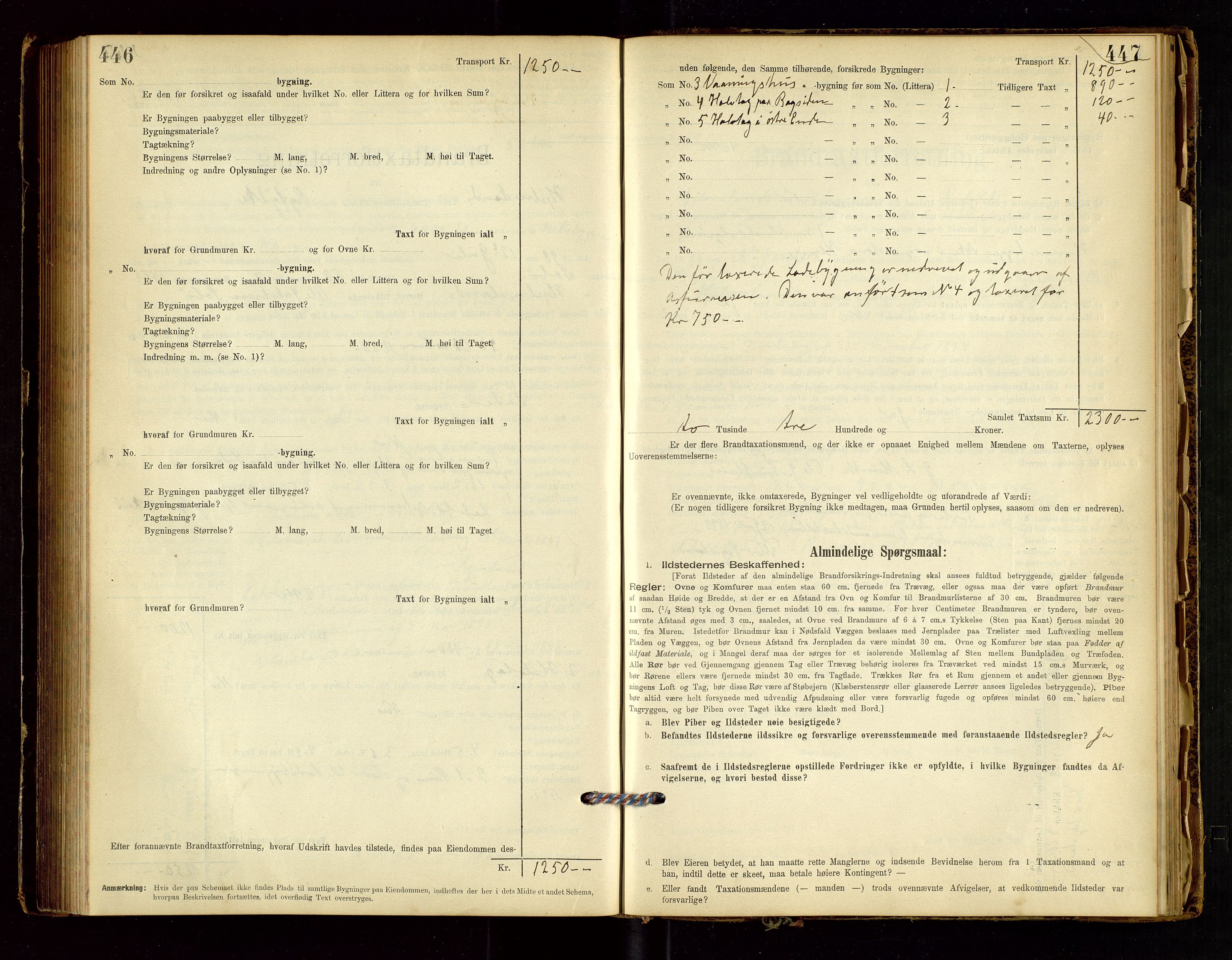 Hjelmeland lensmannskontor, SAST/A-100439/Gob/L0001: "Brandtaxationsprotokol", 1895-1932, p. 446-447