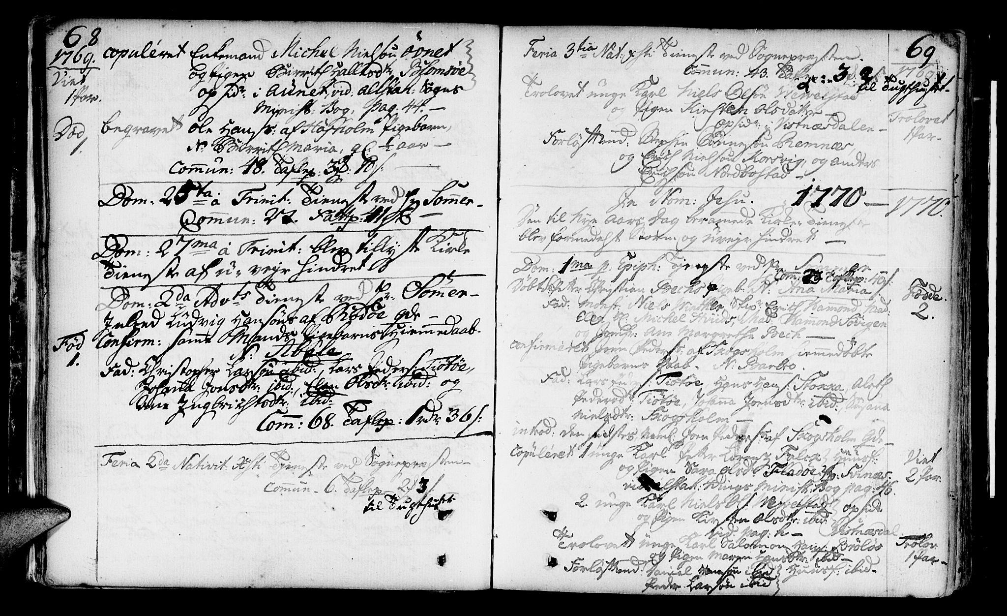 Ministerialprotokoller, klokkerbøker og fødselsregistre - Nordland, SAT/A-1459/817/L0260: Parish register (official) no. 817A02 /1, 1768-1776, p. 68-69