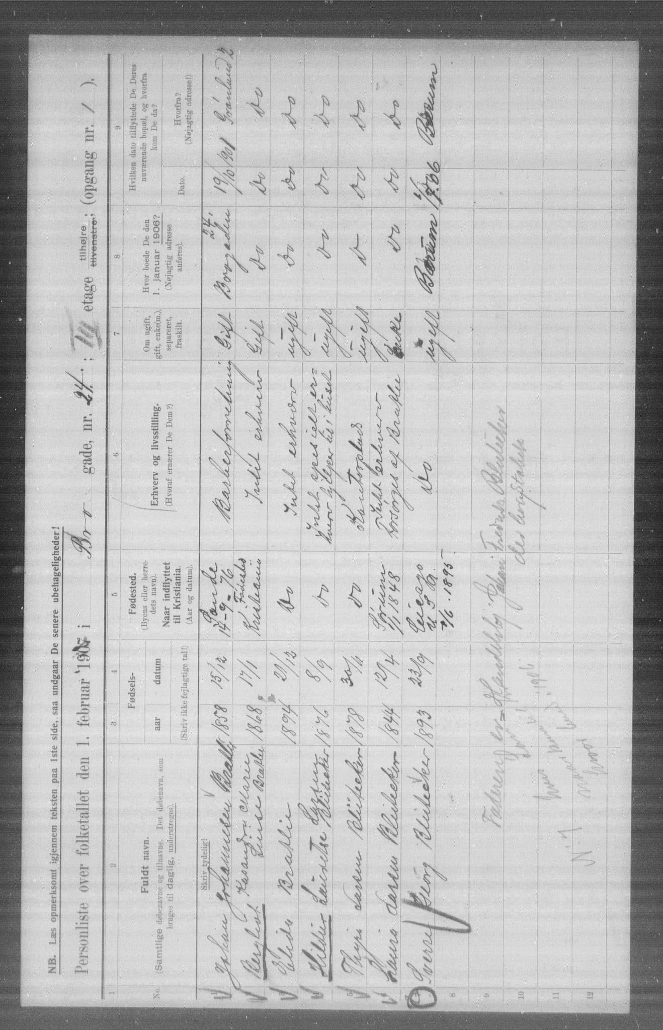 OBA, Municipal Census 1907 for Kristiania, 1907, p. 5156