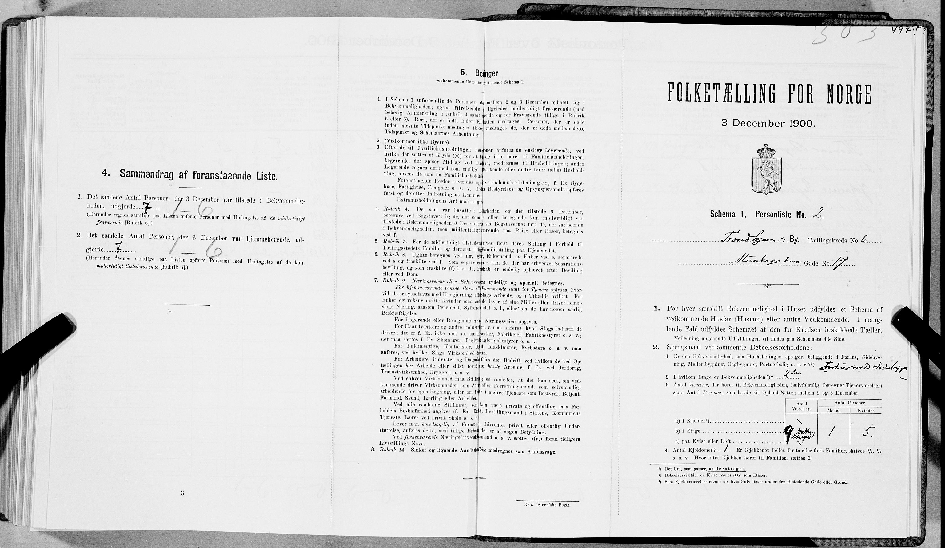 SAT, 1900 census for Trondheim, 1900, p. 1027